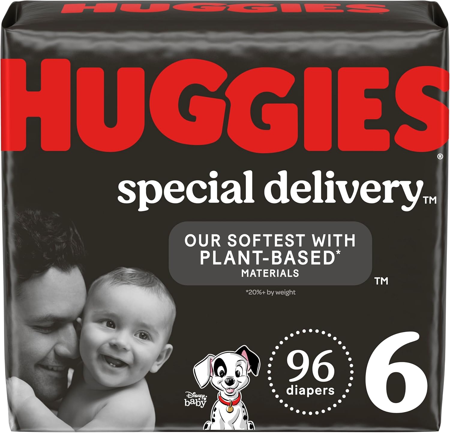 Huggies Special Delivery Hypoallergenic Baby Diapers Size 6 (35+ lbs), 96 Ct, Fragrance Free, Safe for Sensitive Skin
