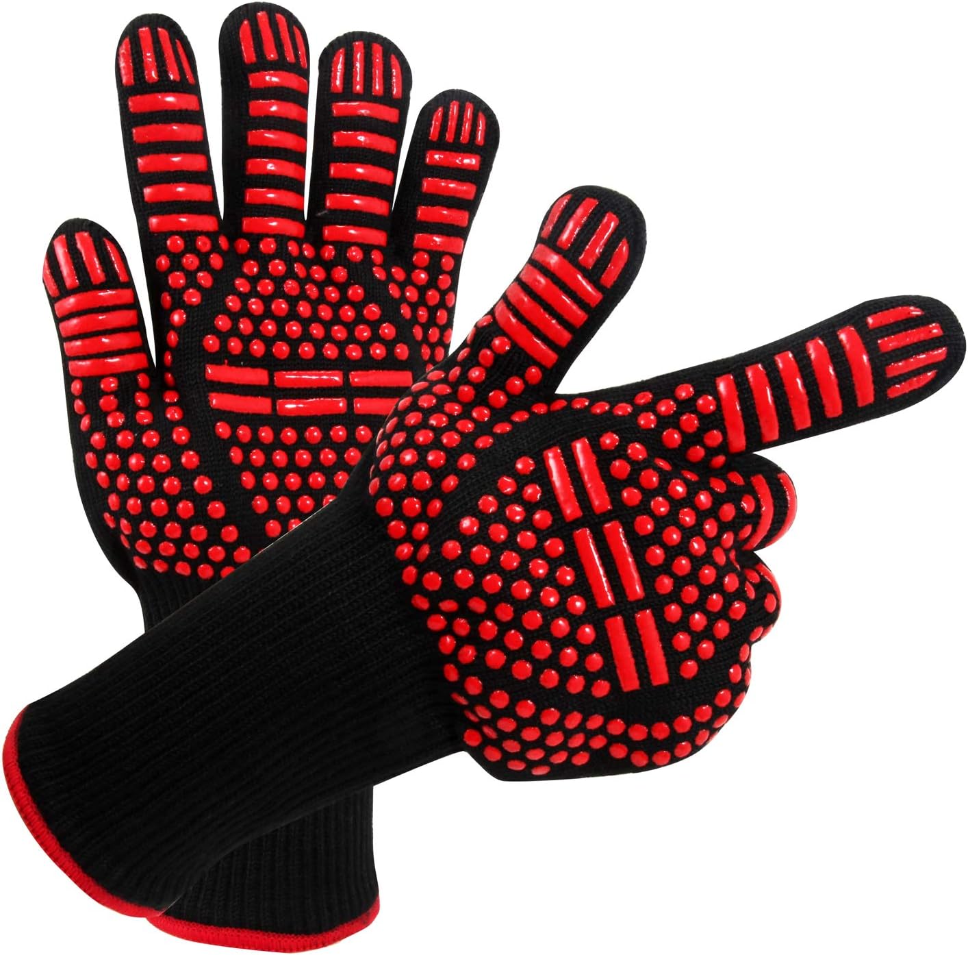 Wesoke BBQ Gloves, 1472°F Heat Resistant Grilling Gloves Silicone Non-Slip Oven Gloves Kitchen Gloves for Barbecue, Baking, Cutting, Cooking
