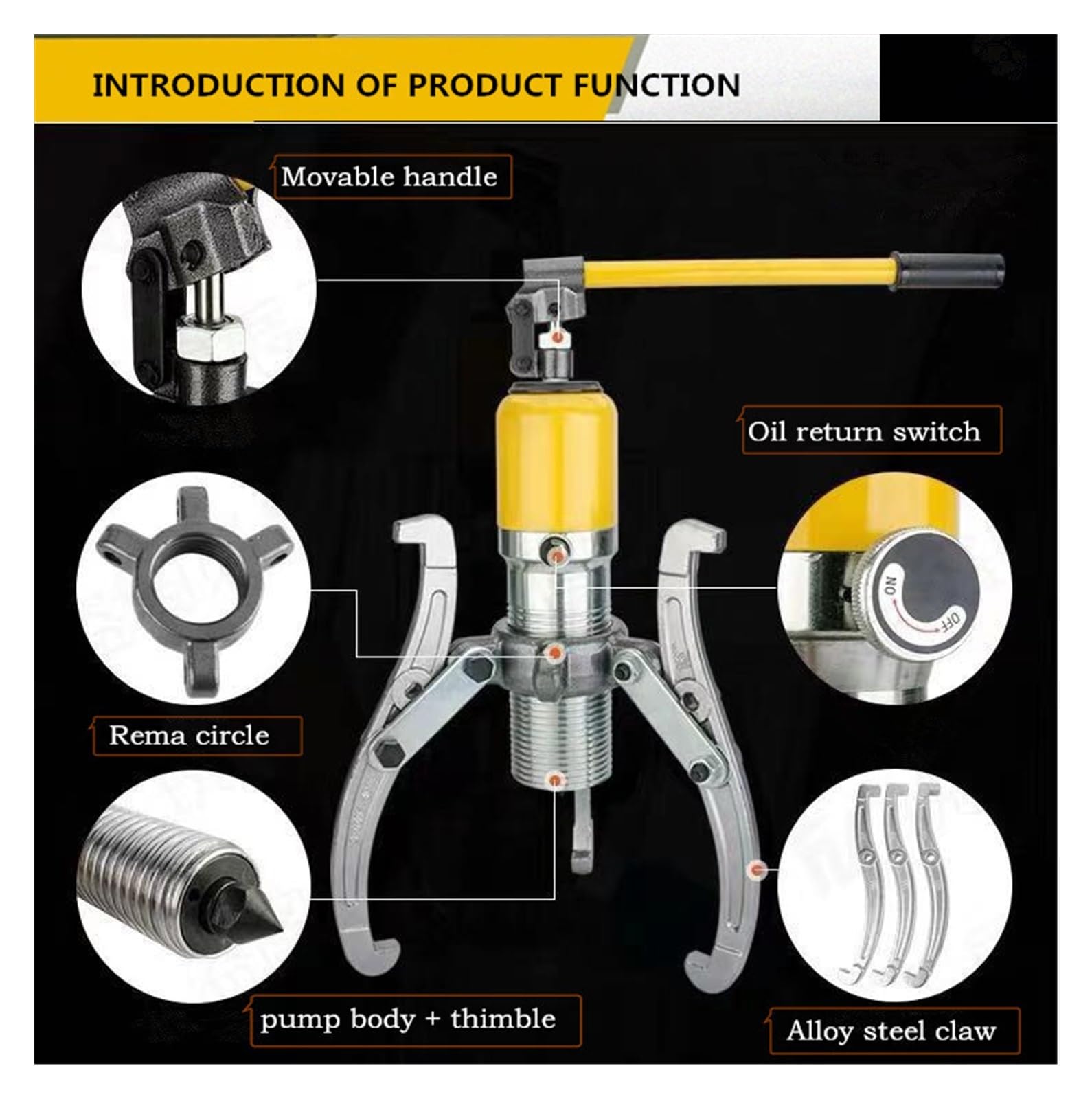 Extractor de Engranajes de Rueda de 5, 10, 20, 30, 50 toneladas, 2 o 3 Brazos, herientas tensoras, Extractor de cojinetes hidráulicos,Material Fuerte