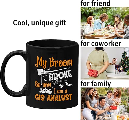 Miniatura 7 de Okaytee GIS Analyst Mug Gifts 11oz Black Ceramic Coffee Cup - GIS Analyst My Broom Broke Mug