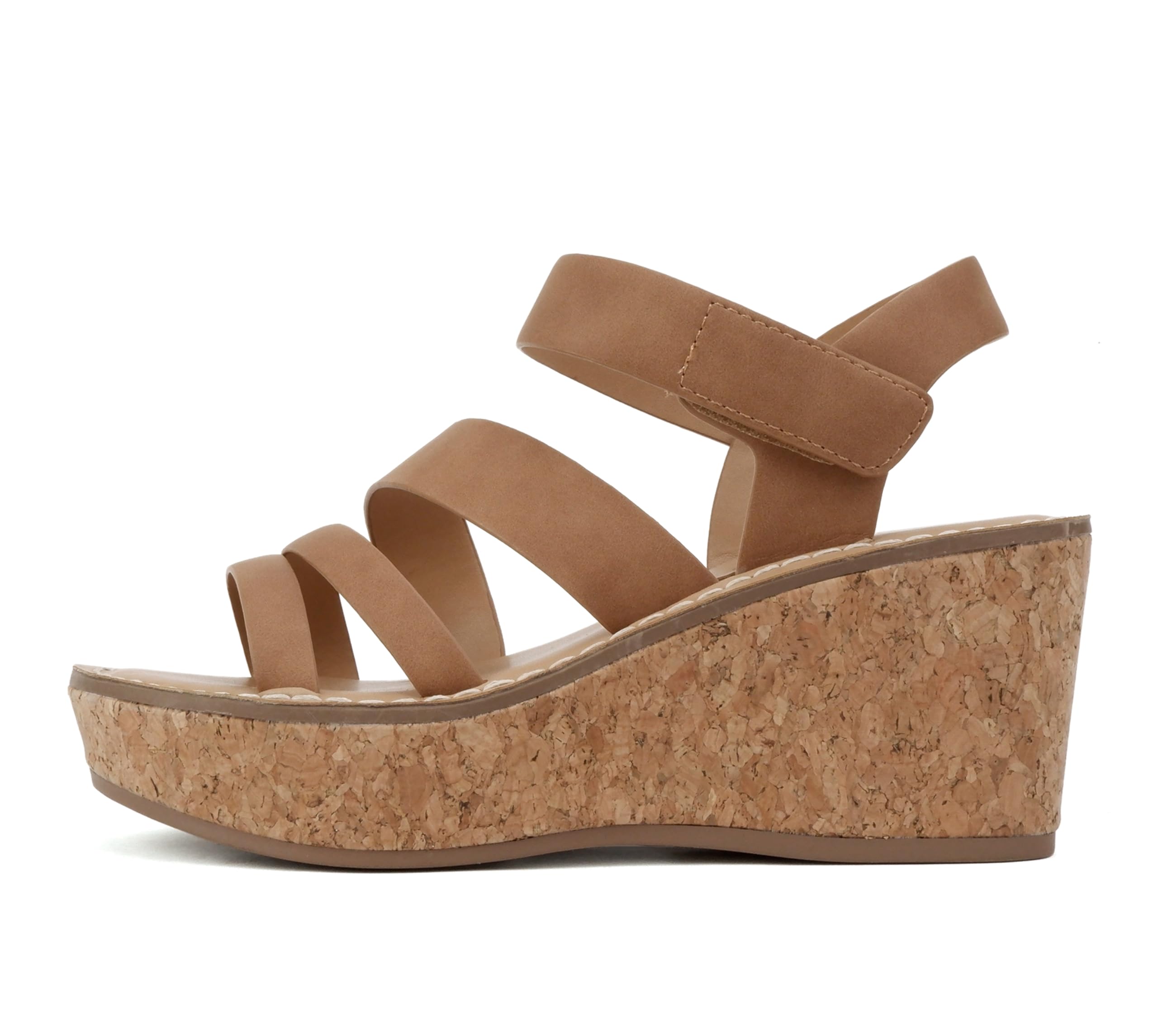 Soda “Sheet” ~ Women Round Toe Multi Strap Wedge Sandal
