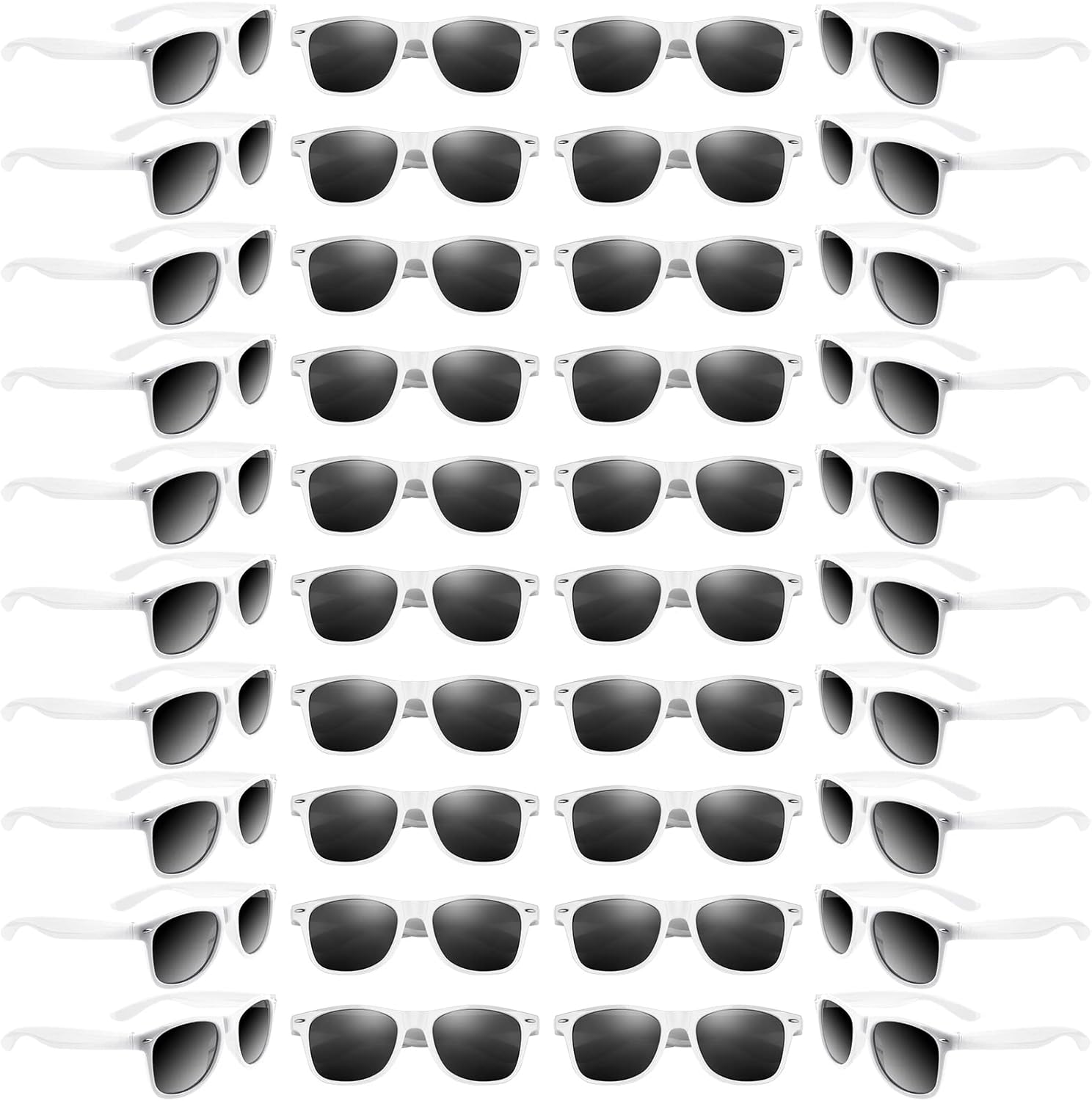48 Pack Party Sunglasses Bulk for Birthday Summer Wedding Party Goody Bag Fillers Supplies (White)