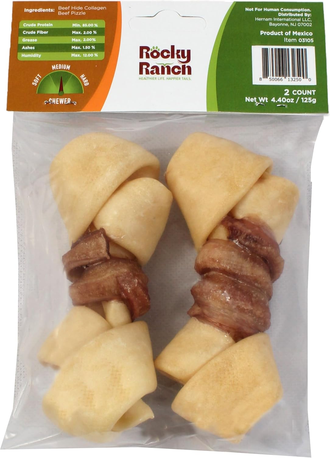 Rocky Ranch, Medium Chewer Bundle Pack, Beef Flavor, 15.92 oz, Adult Dog, Natural Chew Treats, Dental Care, High Protein. No additives