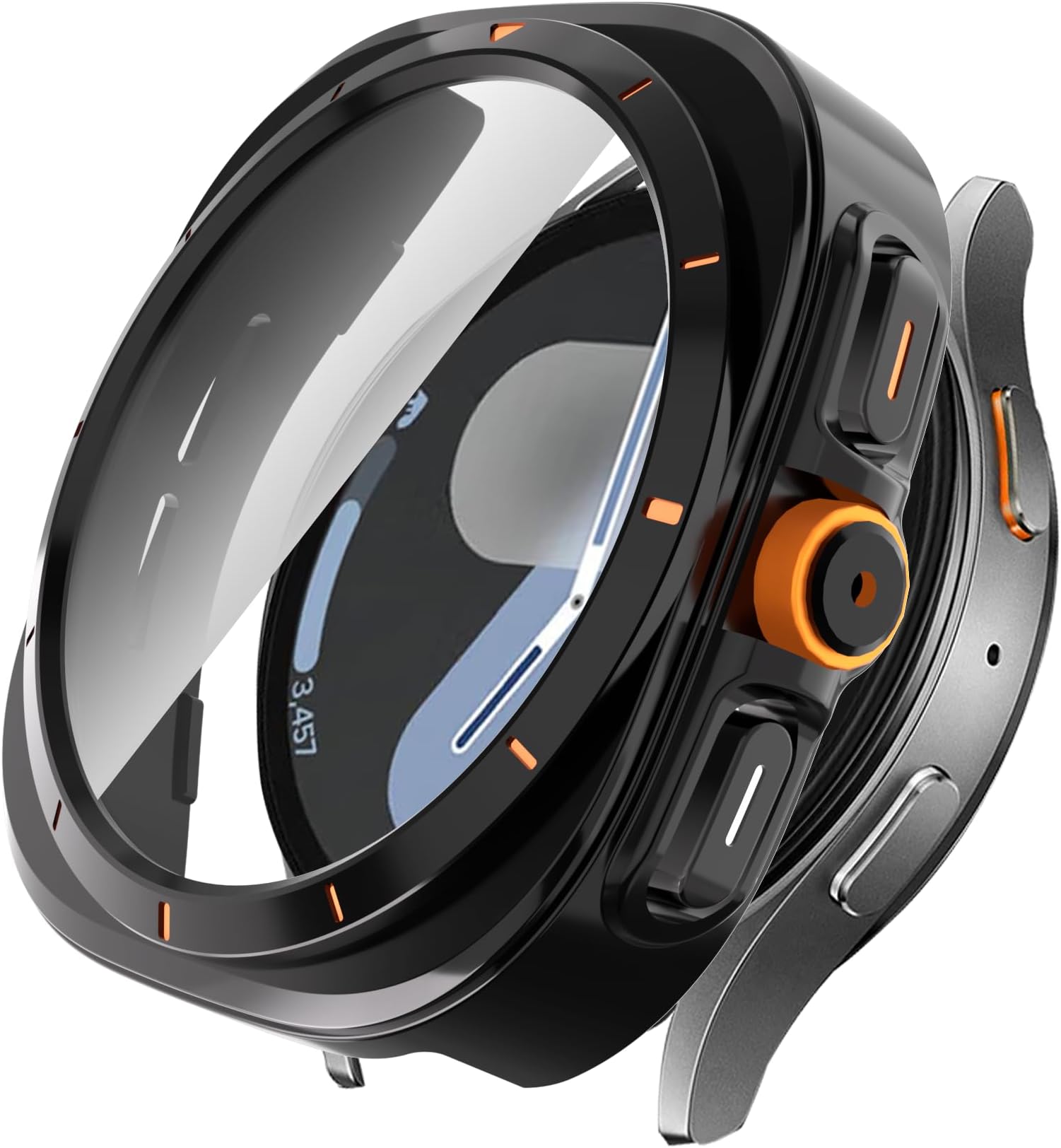 [2 Pcs] Samsung Galaxy Watch 7 40mm Case with Tempered Glass Screen Protector, Full Edge All Around Anti-Scratch Frame Cover,Transforms From Galaxy Watch 7 to Watch 7 Ultra Apperarance(2 Black)