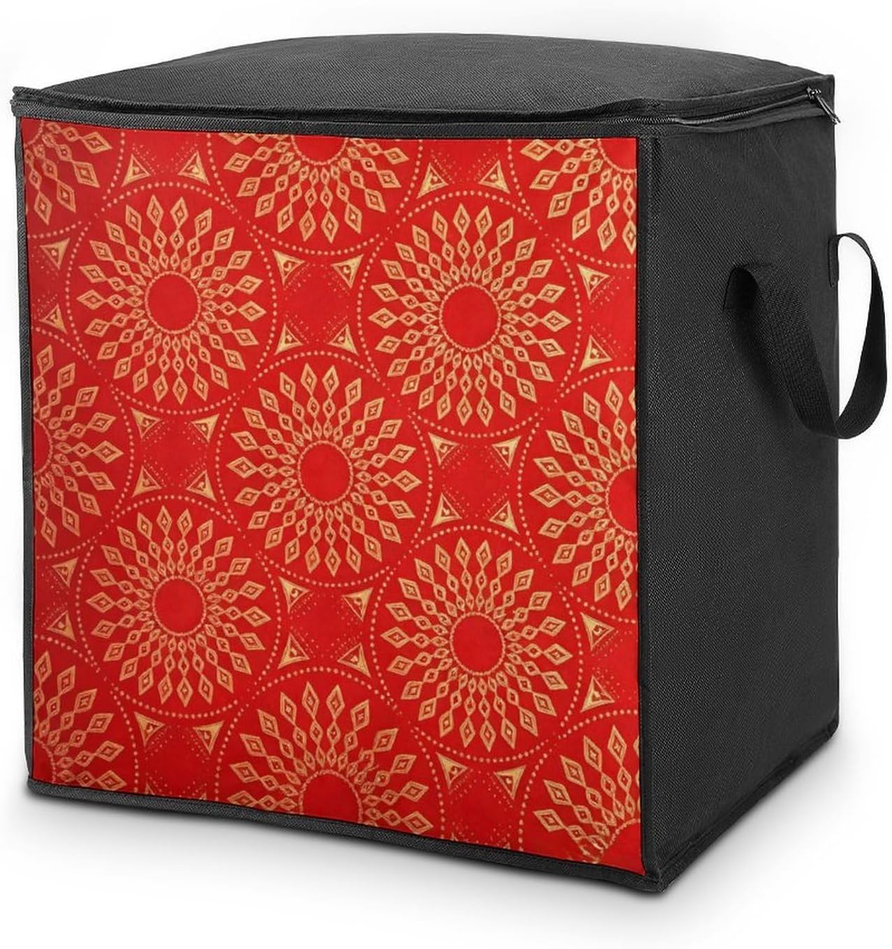 Red Circle Comforter Storage Bag Moving Bag | Clothes Storage Bins-70L,Moving Bag With Dual Handles For Easy Carrying, Zipper Design Durability for Home,Bedroom,Closet