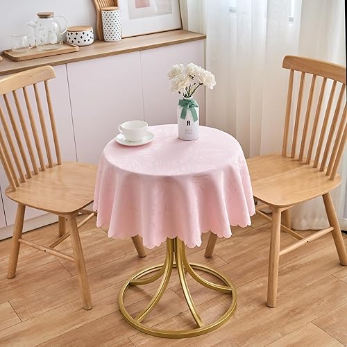 Miniatura 196 de Mantel Redondo Dorado Mantel de Mesa con Patrón de Hojas Borde Festoneado Sedoso Suave Impermeable Lavable 50 Pulgadas Cubierta de Mesa de Tela