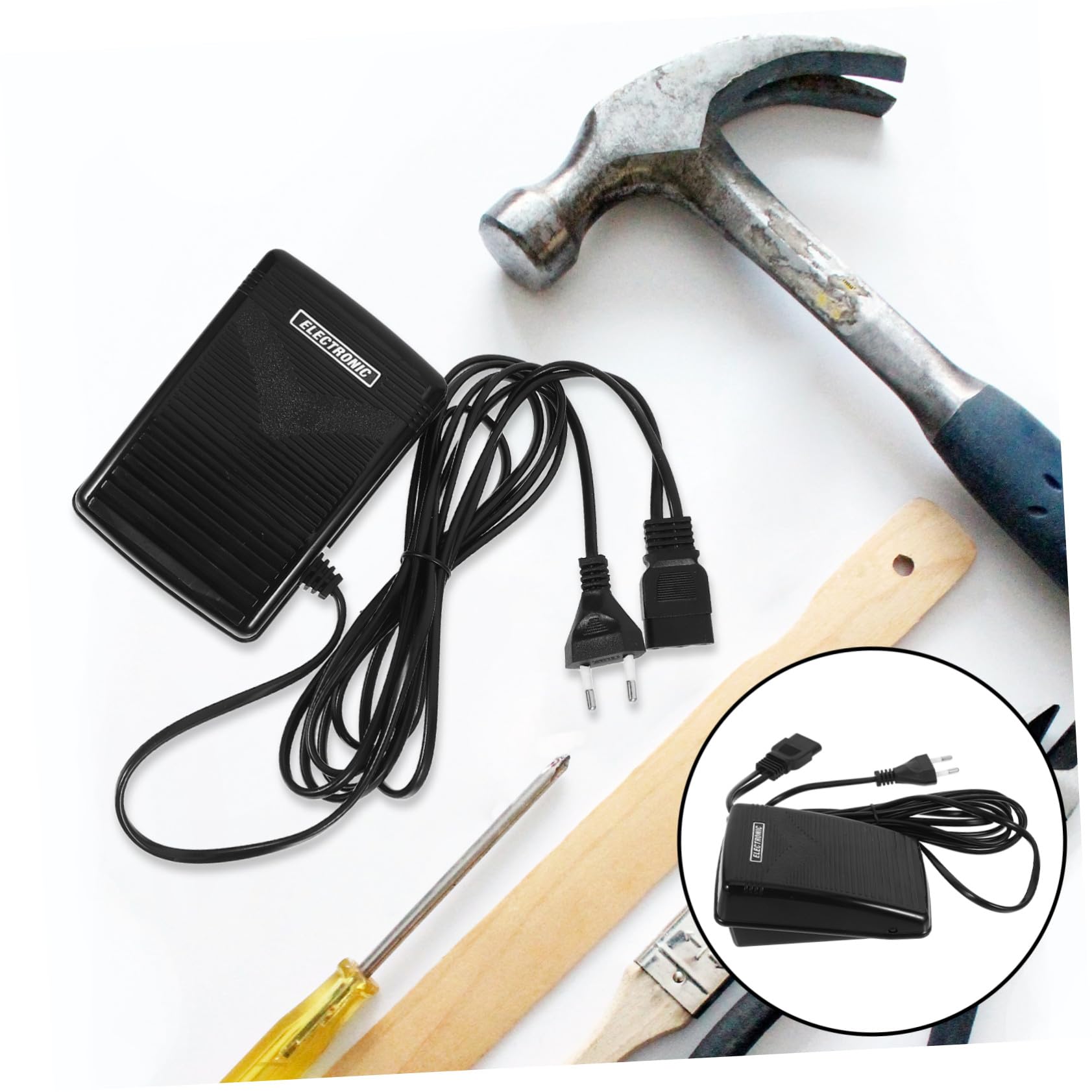 Pedal Control para Máquina Coser con Enchufe Redondo Patas Repuesto Compacto para Control Precisa Accesorio Ligero para Proyectos Hogar y Viaje