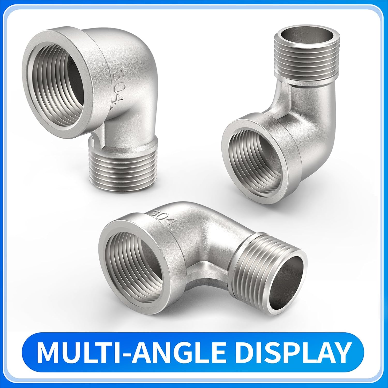 ChillWaves 304 Stainless Steel Pipe Fitting, 90 Degree Elbow 1-1/2" NPT Male x 1-1/2" NPT Female Thread Adapter(2-PACK)