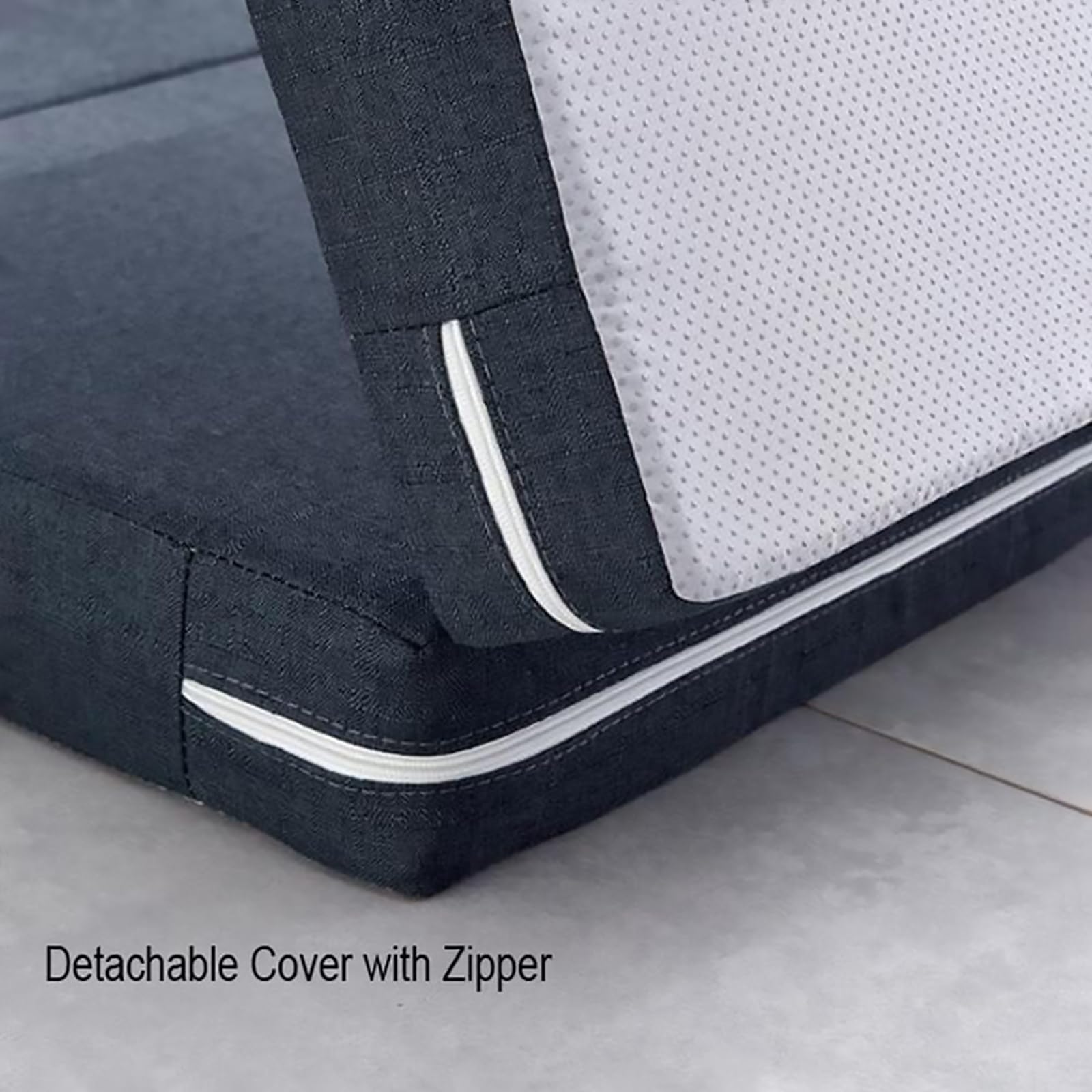 Cubrecolchón plegable de espuma viscoelástica, portátil, de cuatro pliegues, para viajes y uso de invitados, con funda lavable, cómoda solución de colchón para el suelo