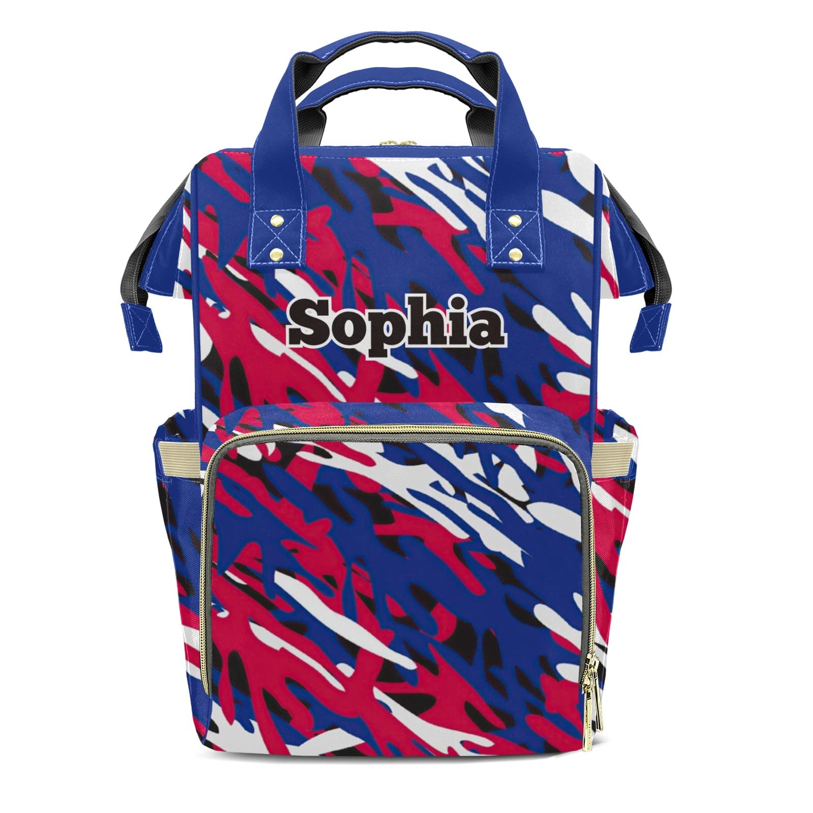 Patriotic Camouflage Mommy Bag for Baby Girl Custom Diaper Bag Backpack Waterproof Multi-Function Travel Camping Picnic Diaper Carrying Bag