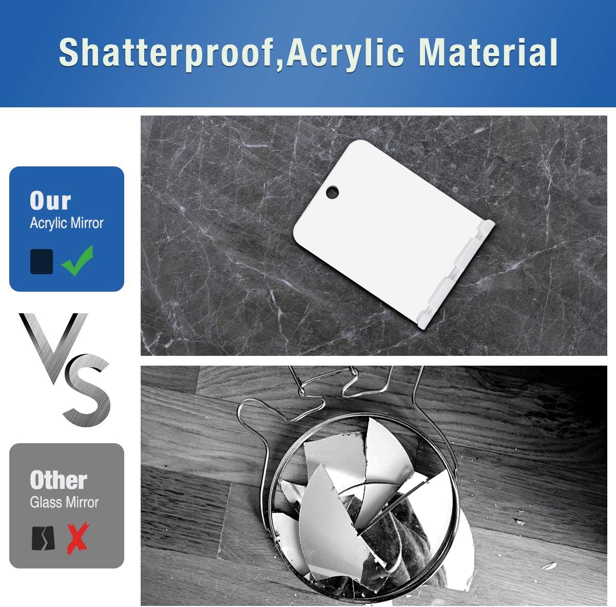 Fogless Shower Mirror for Shaving with Razor Hook,Anti-Fog Bathroom Shaving Mirror for Shower,Acrylic Shatterproof Small no Fog Mirror,Lightweight Portable Fog Free Mirror for Wall Hanging(Square) -