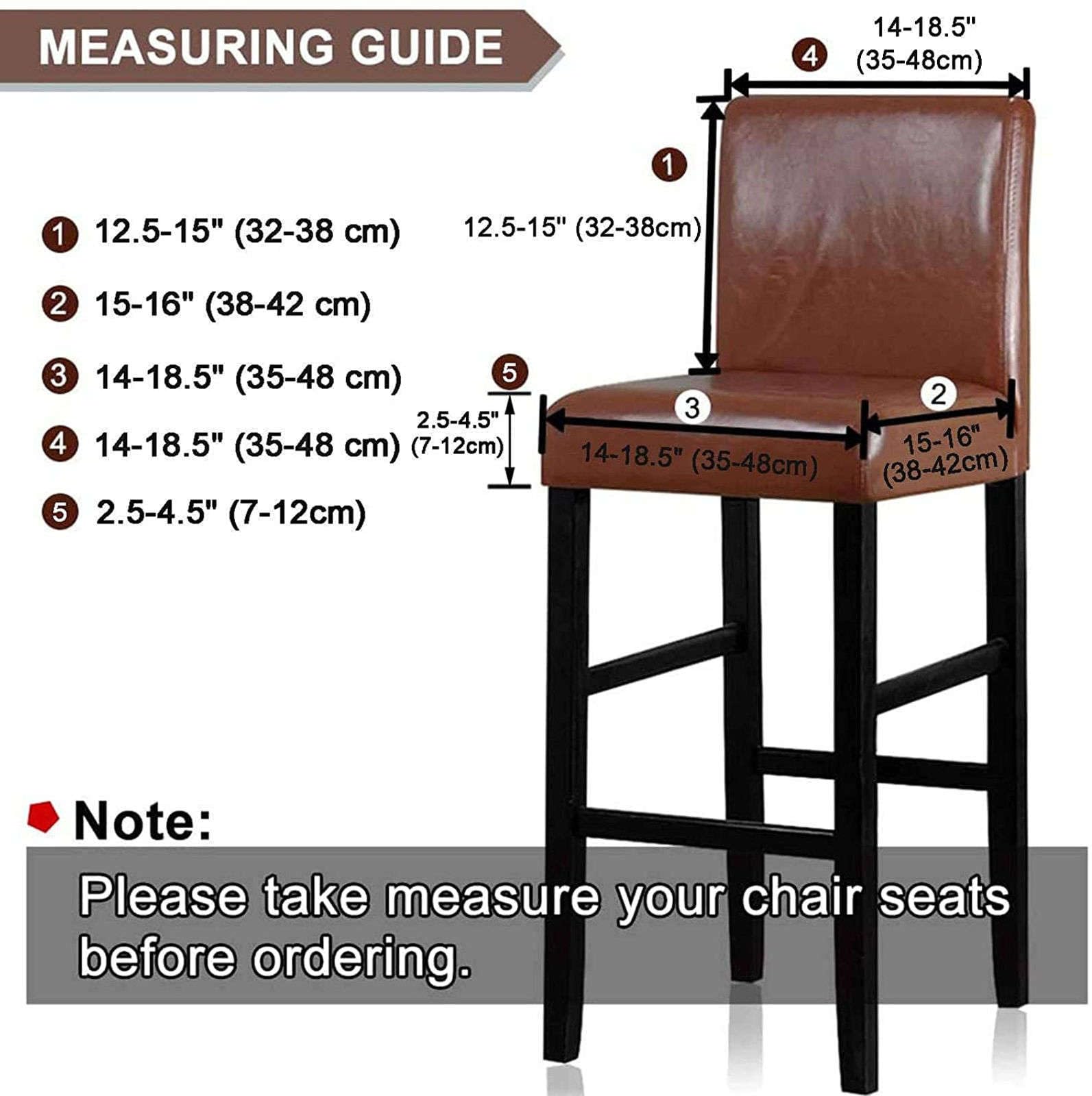 CLGTY Stretch Bar Stool Covers, PU Water Resistant Removable High Stool Cover Non Slip Soft High Seat Chair Protectors for Restaurant Kitchen Bar Chair Cafe-yellow-2PCS