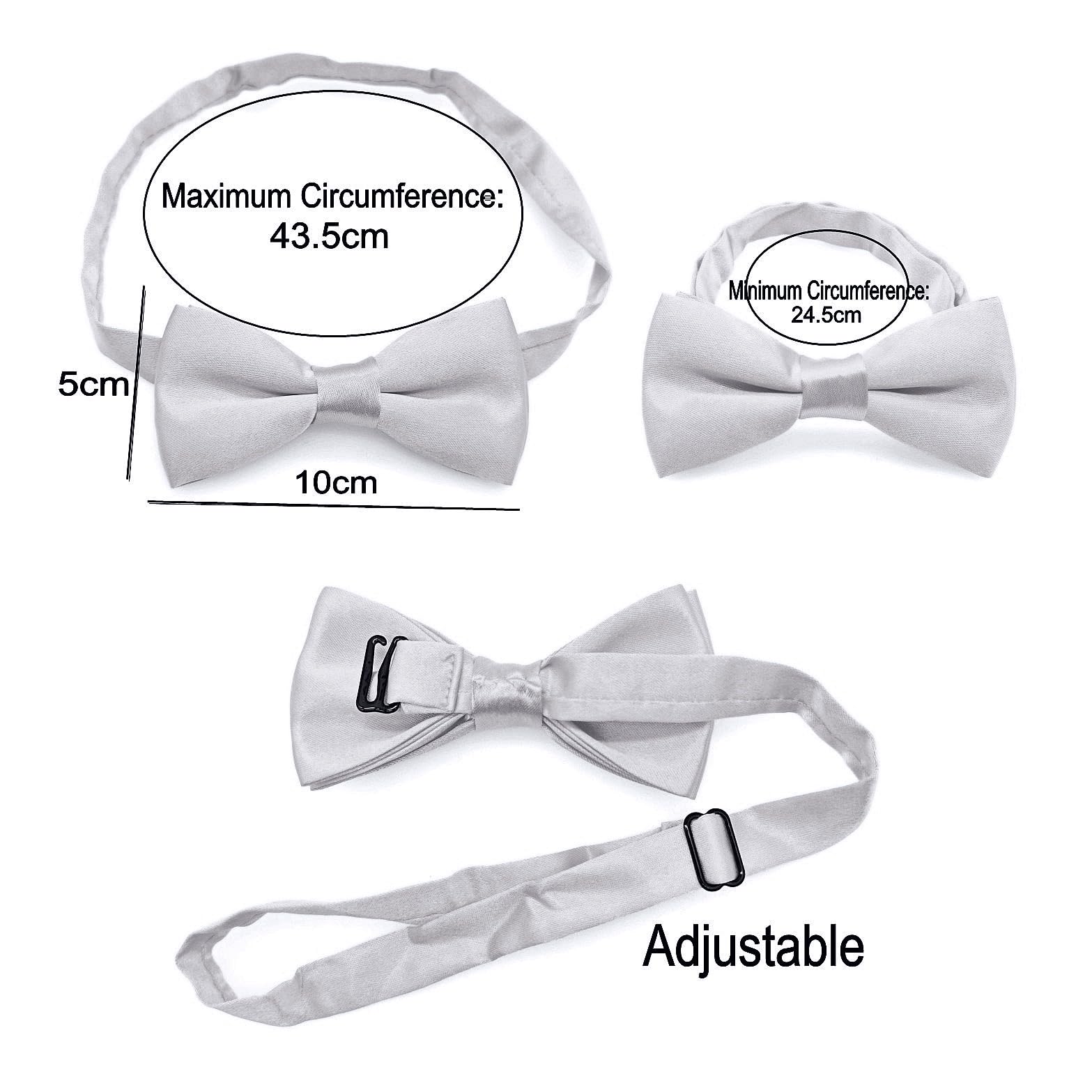 Juego de pajarita y tirantes gris claro para niños, forma Y, 3 clips ajustables, talla 135 cm