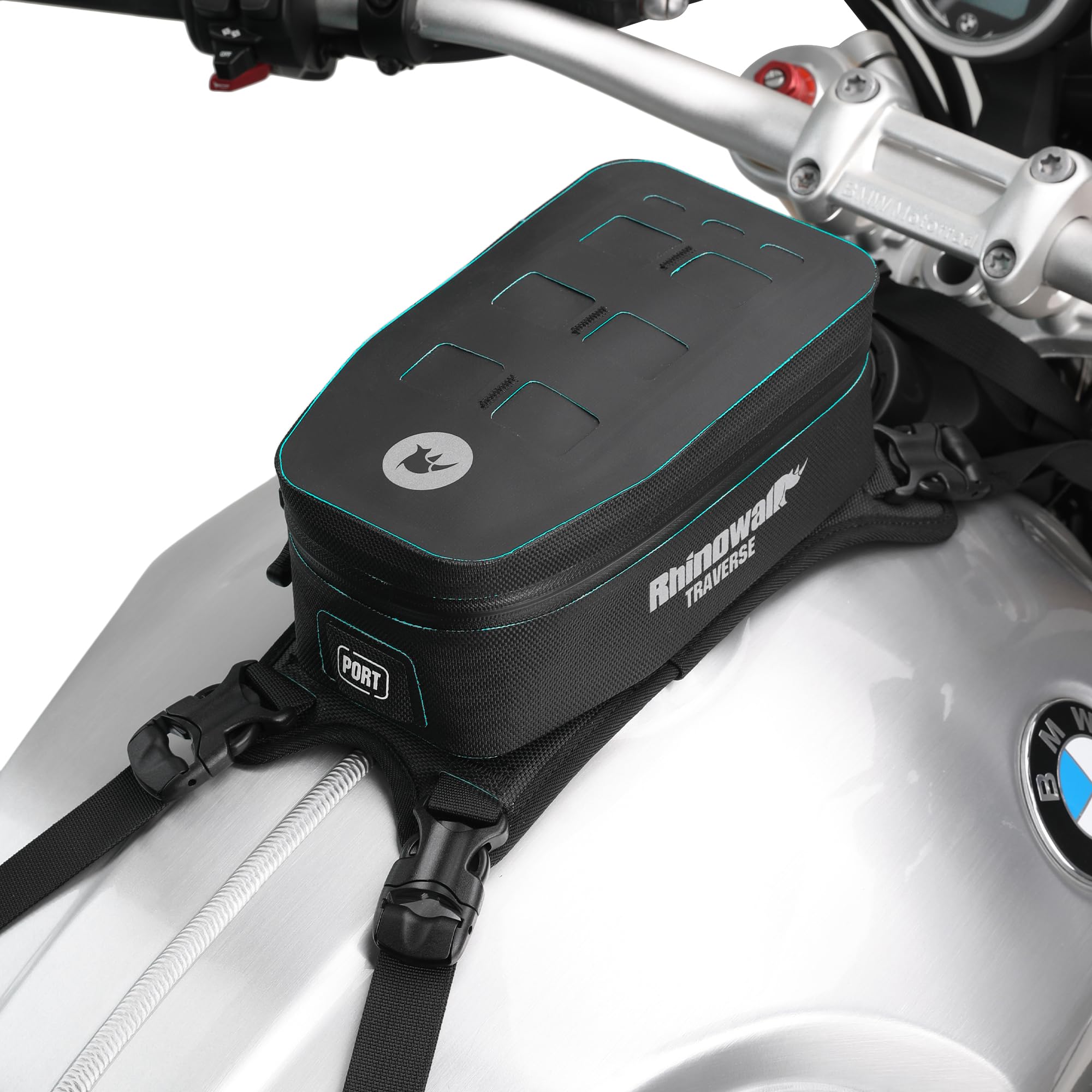 Motorrad Tankrucksack Wasserdicht 2L Motorrad Fronttasche mit herausnehmbarem Innenfutter MOLLE-System, reflektierendem Logo & Kabeldurchführun