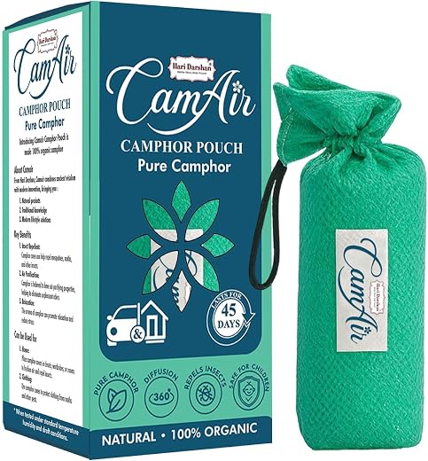 Hari Darshan CamAir Camphor Pouch Air Freshener For Home, Car, Wardrobe and Storage | Natural 100% Organic