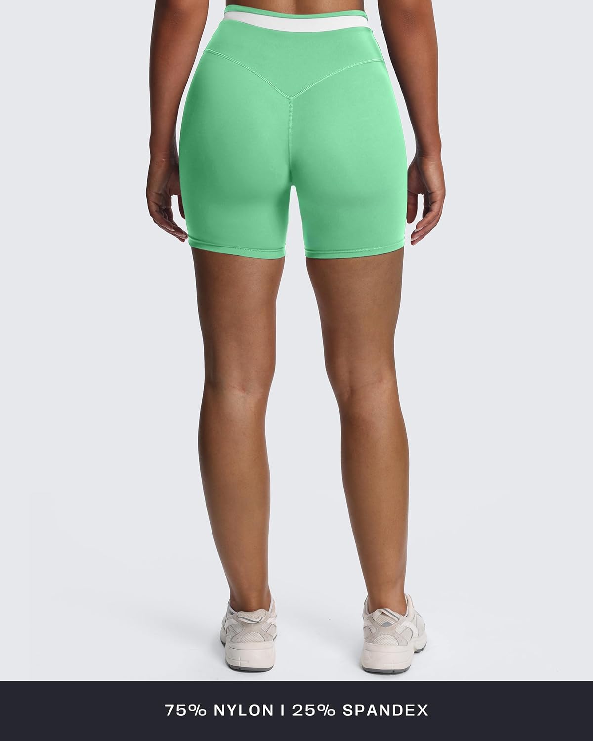 Aoxjox Velma ワークアウト バイカーショーツ 女性用 カラーブロック クロスウエスト ハイウエスト エクササイズ ジム