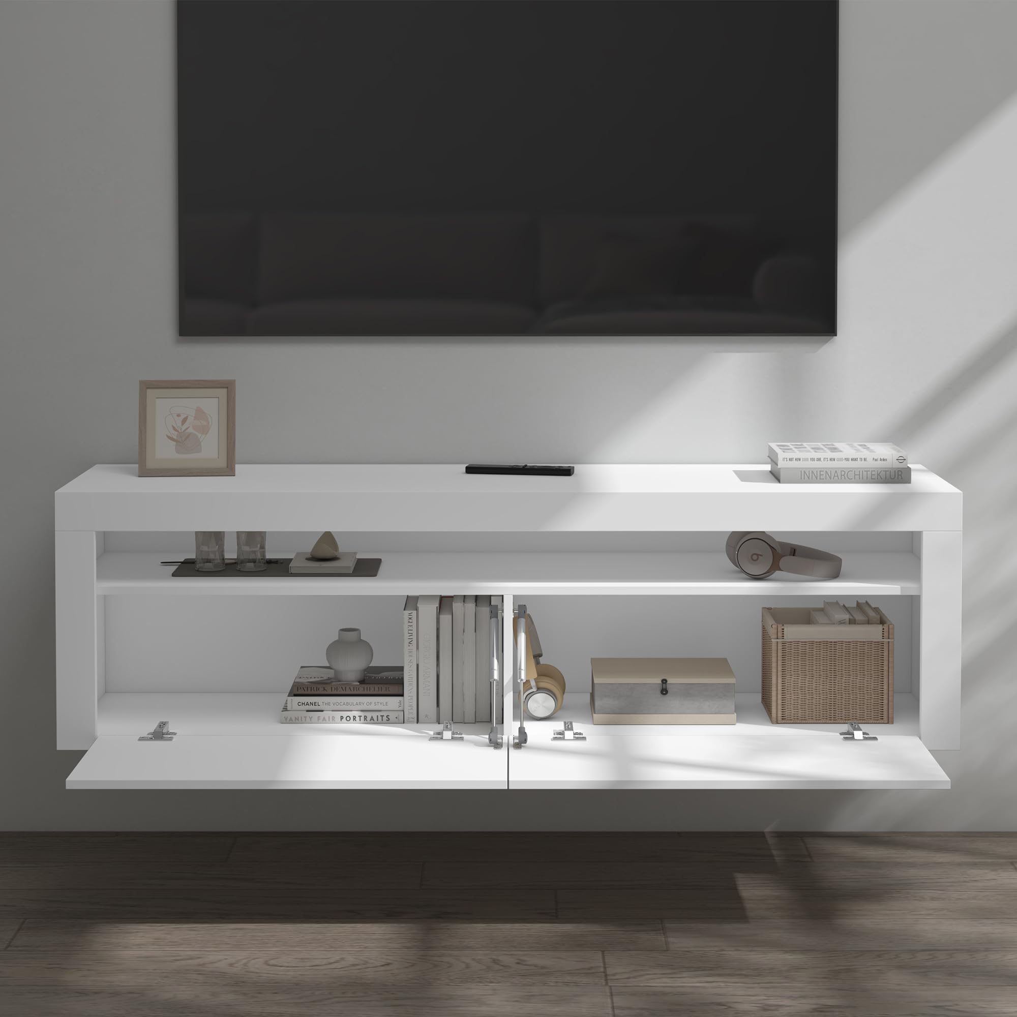 doporro TV Lowboard Schrank 160cm großer Stauraum Hängend Fernsehschrank
