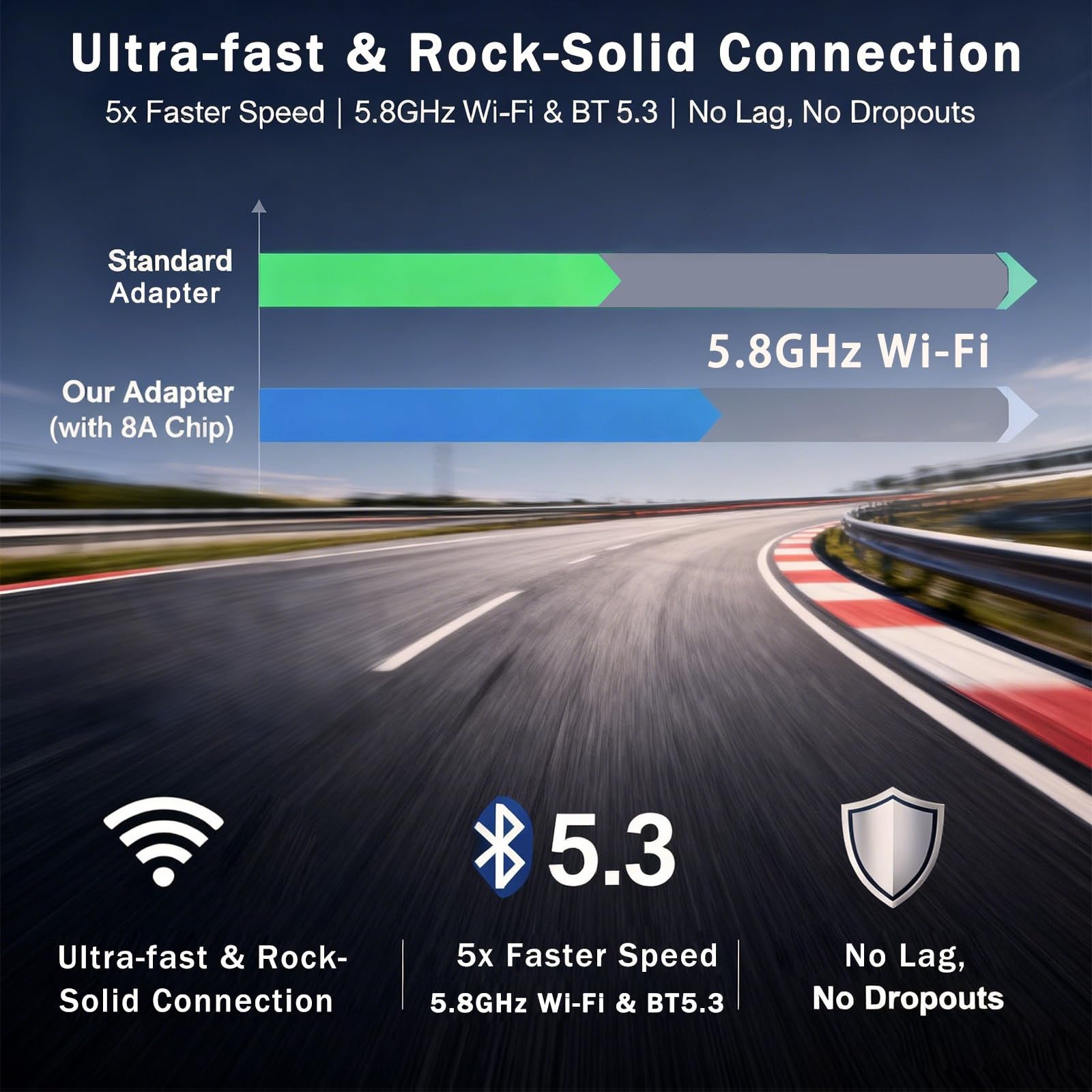 2 en 1 Adaptador CarPlay Inalámbrico, CarPlay Cableado a Inalámbrico, para Coches con CarPlay/Android Auto, para iPhone iOS 10+ & Android 11+, Compacto y Estable Bluetooth Car Play Wireless Adapter — view 4