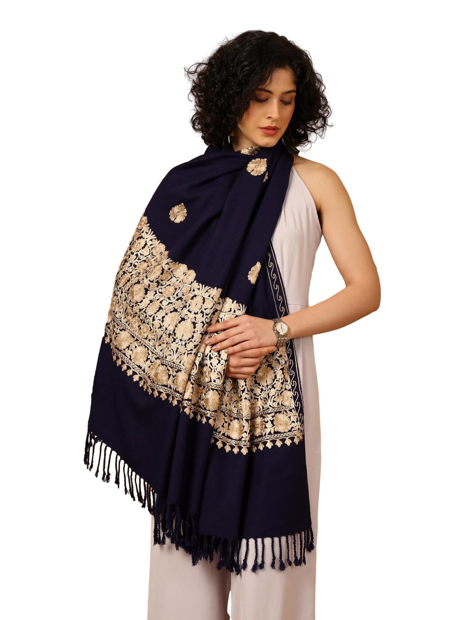 tweedle Women’s Kashmiri Aari Embroidery Shawl/Stole, Size - 40 x 80 inches-picture-16