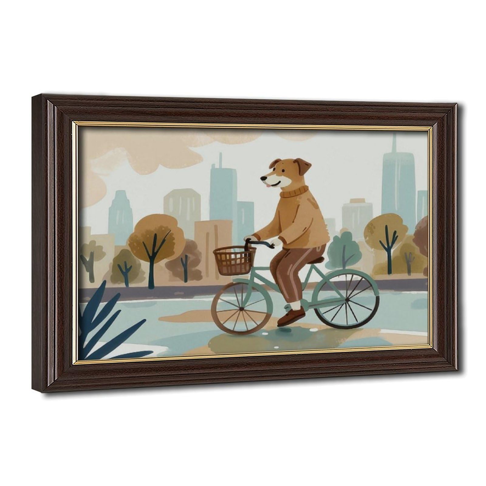 Bareronor Mokume Gane Frame-Style Dog Canvas Poster For Bedroom Decor Gift