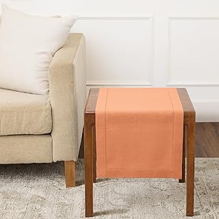 Solino Home Linen Coral Hemstitch Table Runner 36 Inches - 100% Pure Lin...