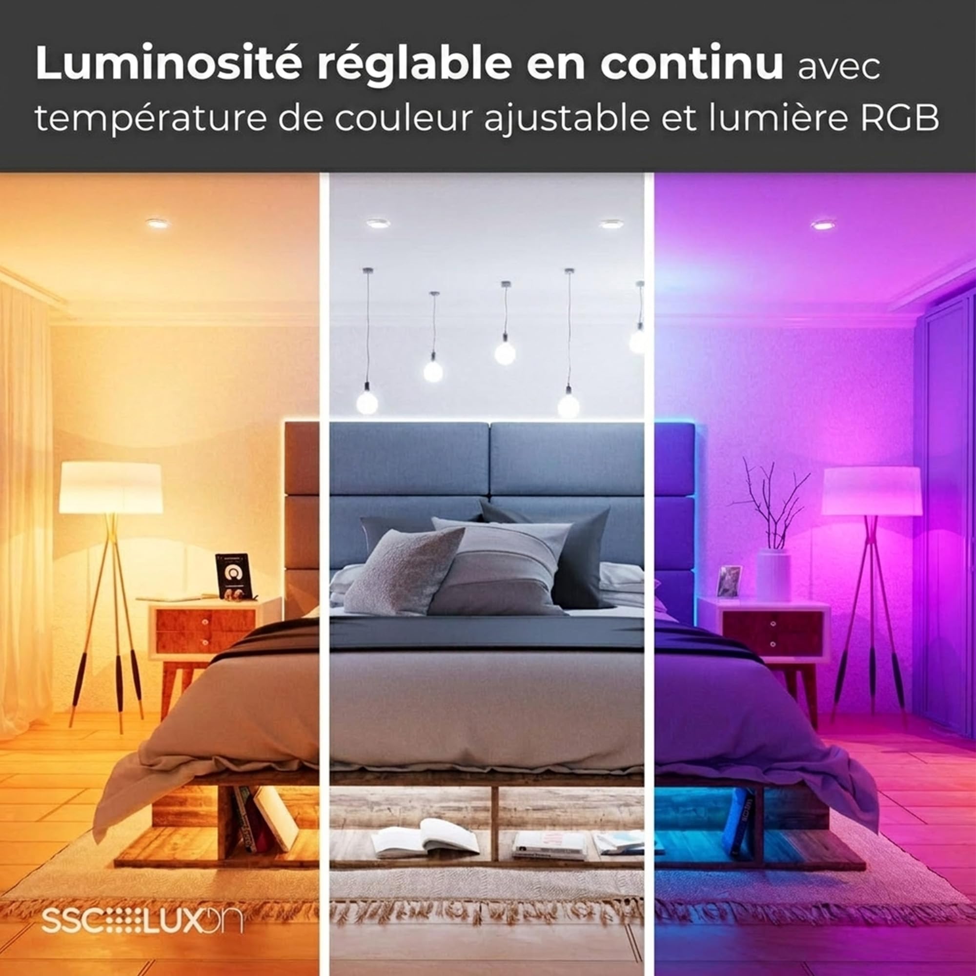 SSC-LUXon module LED Smart WiFi RGB dimmable compatible Alexa Siri Google spot encastrable plafonnier led 230V lot de 6