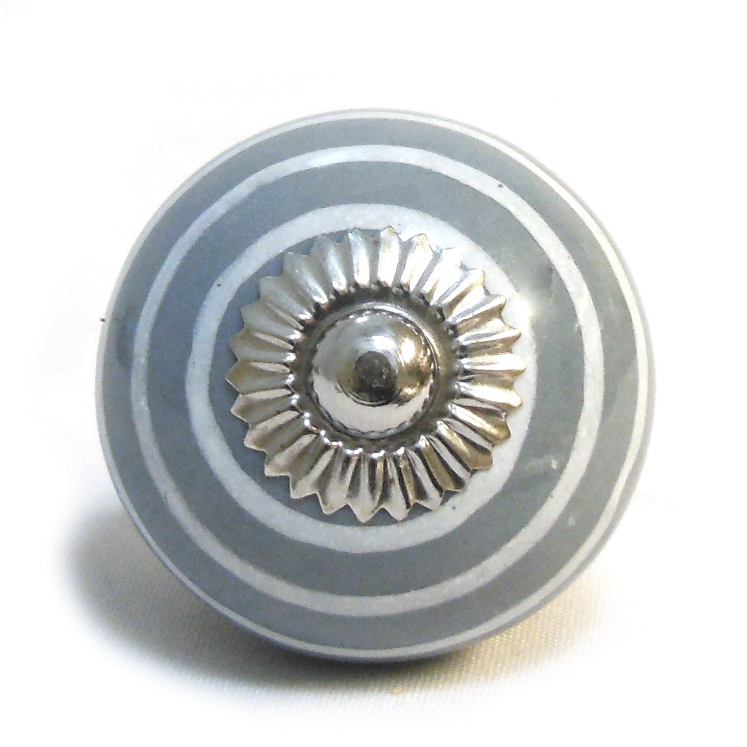 Pushka Home Ltd Grey, White Striped Cupboard Door Knob Colour: Grey/White