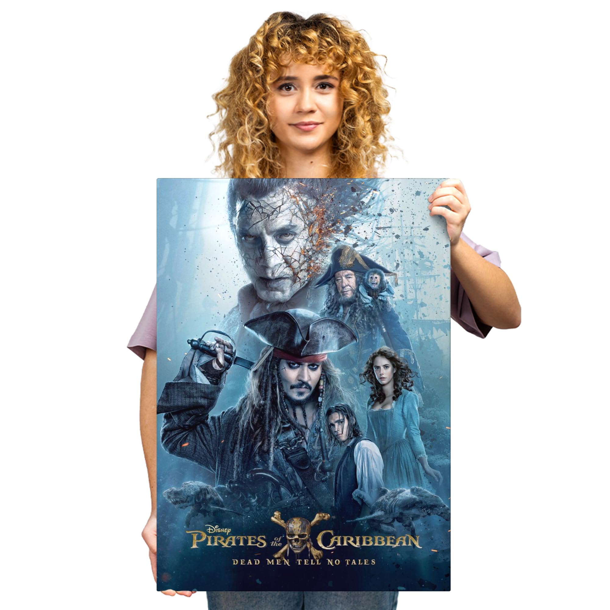 Displate Poster in metallo Disney - Pirati dei Caraibi - Dead Men Tell No Tales - Decorazione per camera da letto - Regalo da collezione - Decorazioni di alta qualità da parete, poster del film, 48 x