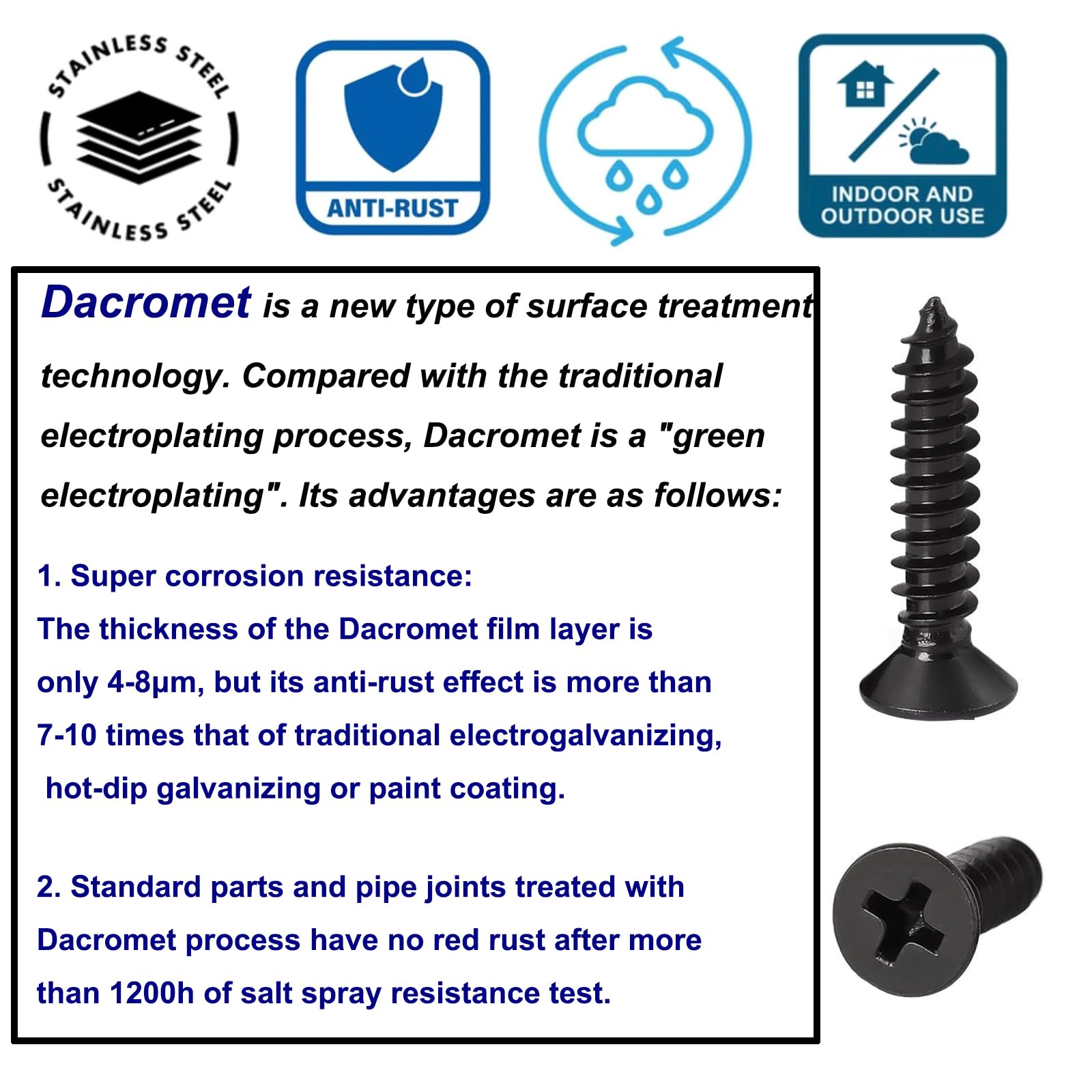 FandWay 100Pcs Self Tapping Screws Black,M3x20mm Small Wood Screws 304 Stainless Steel,Flat Head Self Drilling Screw,Countersunk Head Sheet Metal Screw Phillips Drive for DIY WoodWork Repairs - Image 4