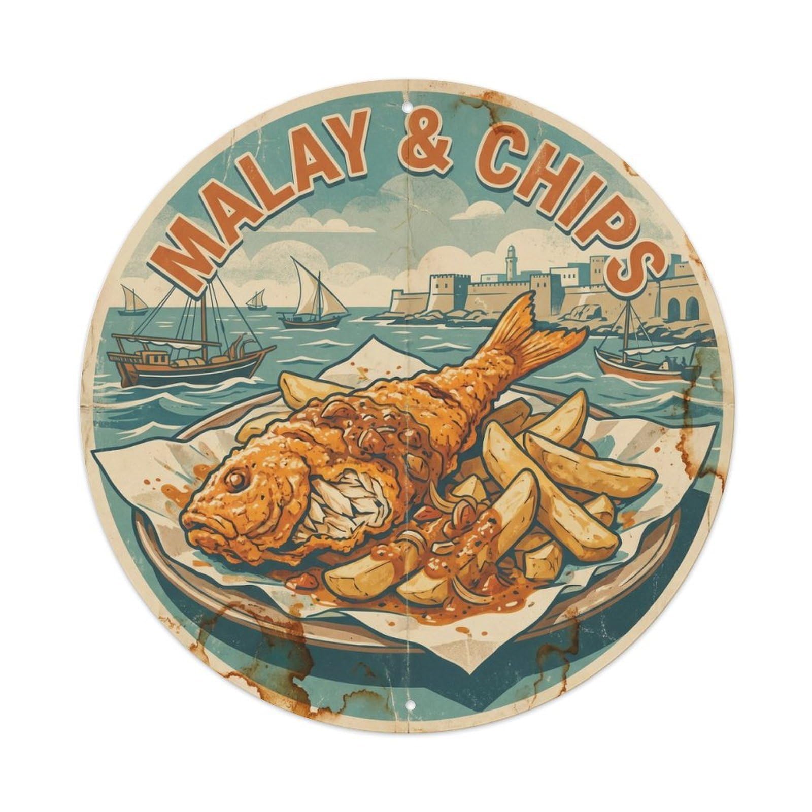 Somalia Fish And Chips Classic Street Food Metal Tin Sign