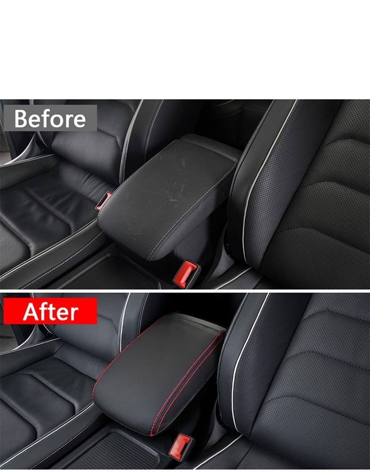 Cuscino per bracciolo auto Per VW per Tiguan Mk2 2016-2022 Auto Bracciolo Console Pad Copertura Cuscino Supporto Box Bracciolo Tappetino Superiore Fodera(Black line)