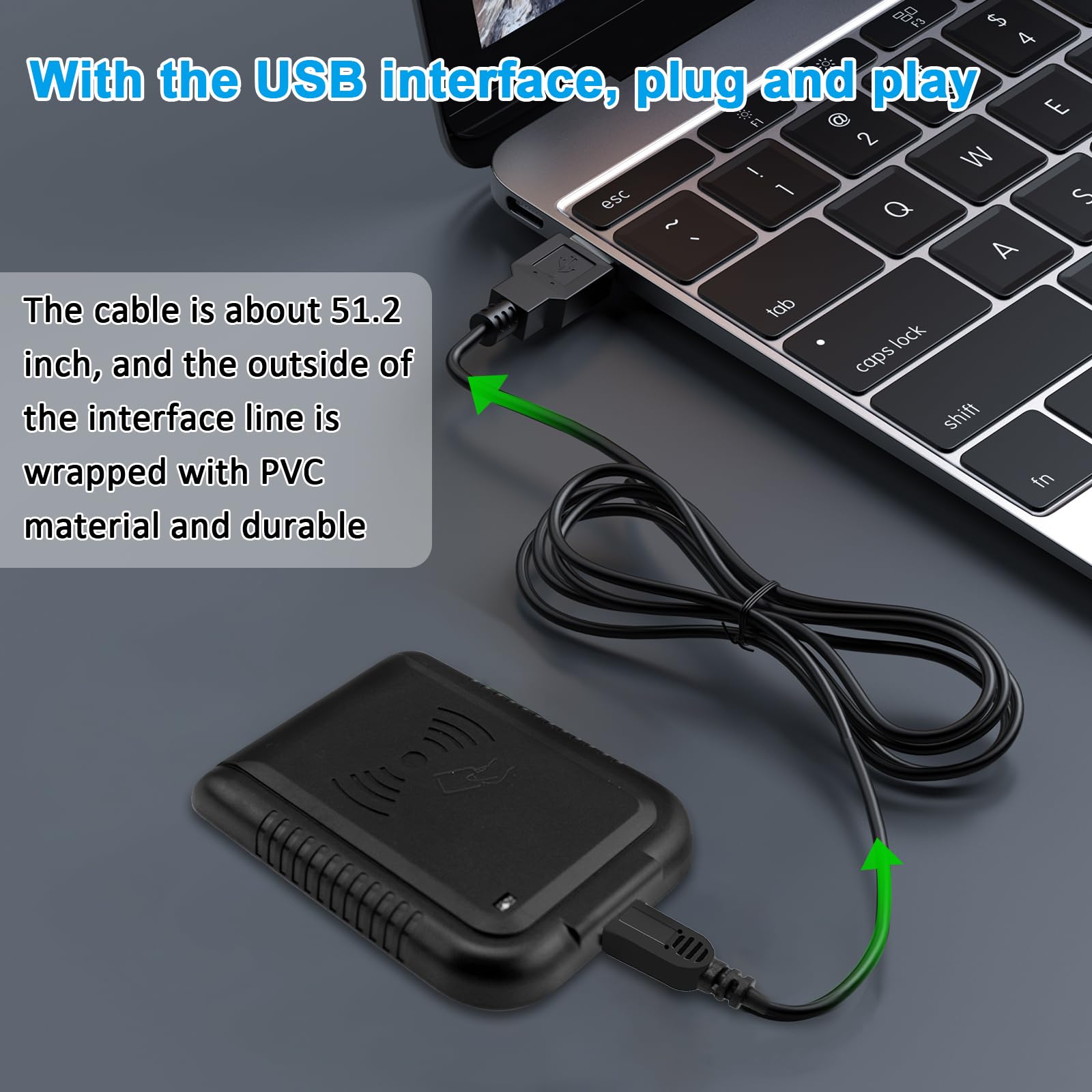 Lecteur de carte RFID USB Lecteur de carte RFID 125 kHz Lecteur de carte sans contact Capteur de proximité Lecteur de carte d'identité intelligent EM4100