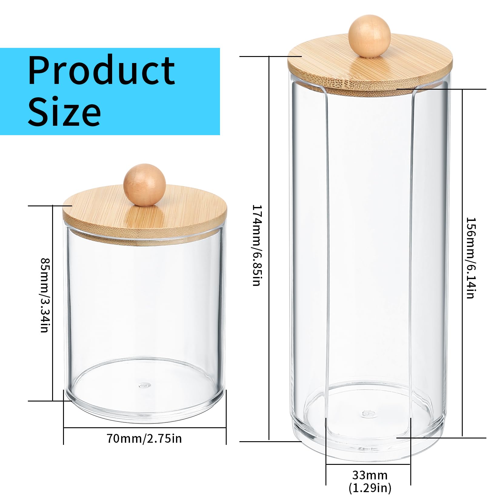 3 Soportes de Hisopos, Organizador de Almohadillas de Maquillaje, Caja Contenedor Dispensador de Almohadillas con Tapas para Discos Bola de Algodón Qtips Cosmeticos Baño