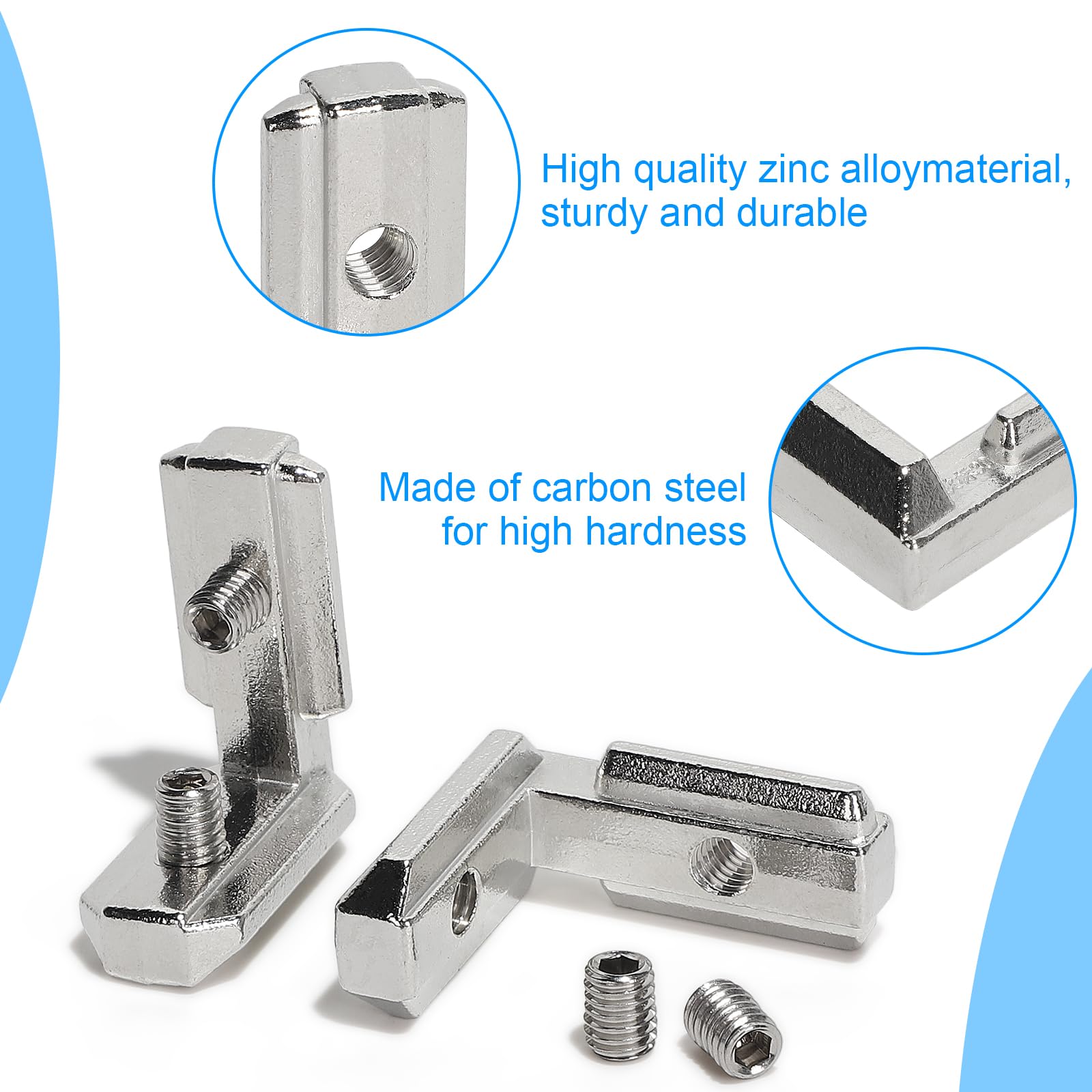 80 Stück Innenwinkel Winkelverbinder Aluprofil 3030 Nut8 M6 T-Nut 90° L-Form Profil Aluminium Winkel T-Slot Eckverbinder für 30er-Serie Europäischer Standard-Aluminium-Profil mit 160 Schrauben