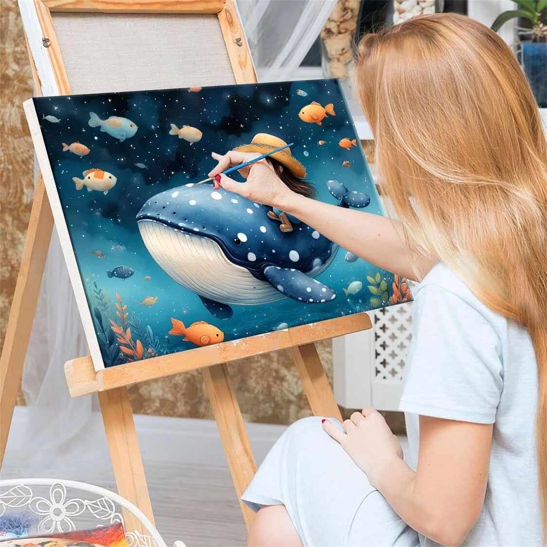 Malen nach Zahlen Kinder ab 7 8 9 10 Jahre, Dolphin Mädchen Malen nach Zahlen Erwachsene Jugendliche Malen-Nach-Zahlen Kinder Teenager für Mädchen Geschenkideen Malen nach Zahlen 100x130 cm z-196