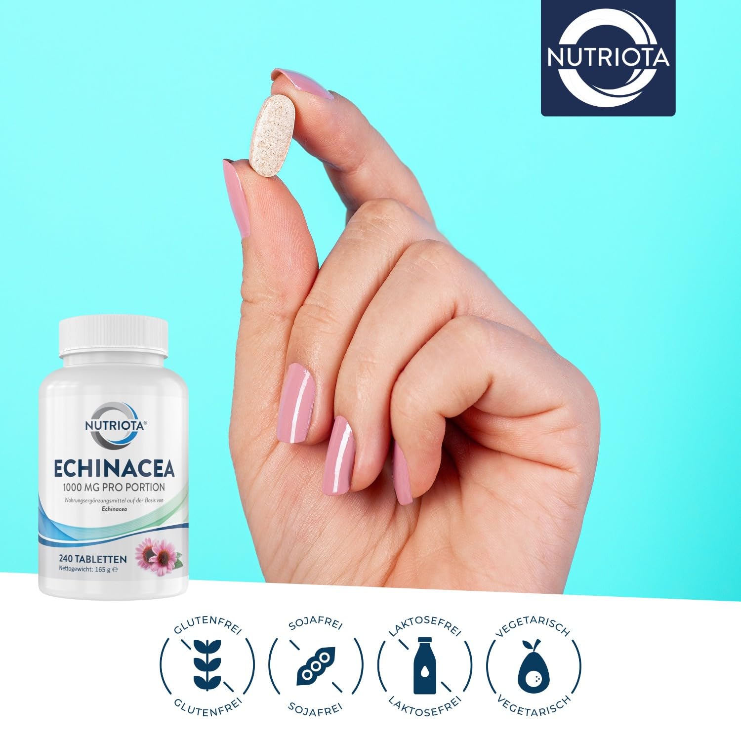 Natürliche Echinacea 500 mg | 240 hochkonzentrierte vegane Tabletten | Zur Bekämpfung von Erkältung und Grippe| Stärkt das Immunsystem | Von Aceso