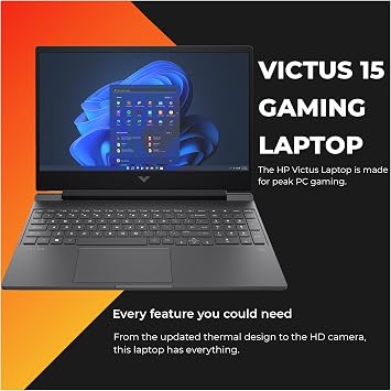 HP Victus Gaming Laptop, AMD Ryzen 5 8645HS, 8 GB DDR5 RAM, 1 TB PCIe SSD, 15.6 FHD (1920x1080) 144Hz Display, Nvidia G-Force RTX 4050, Backlit Numeric Keyboard, W11 Home, Mica Silver