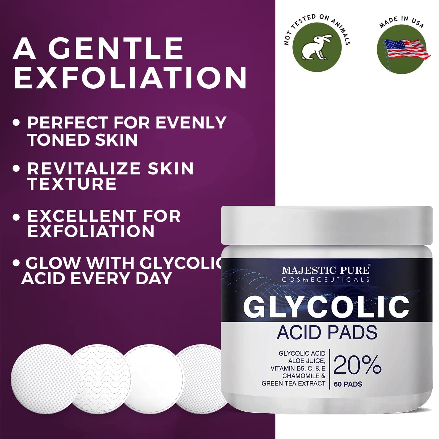 Buy MAJESTIC PURE Glycolic Acid Pads 20 Resurfacing Tone, Hydrate