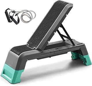 Leikefitness Multifunctional Aerobic Step Platform & Adjustable Weight Bench with Resistance Band - Home Gym Essential