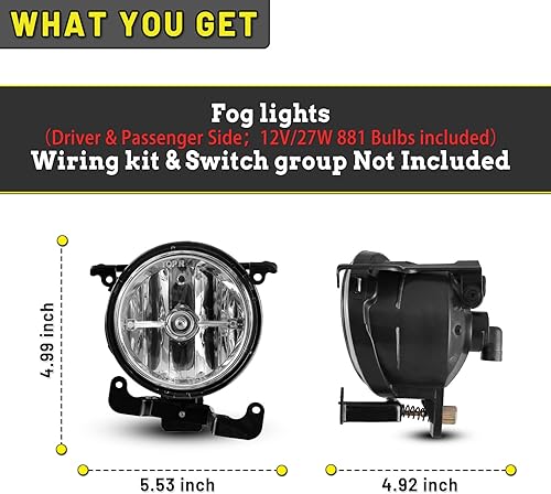 Miniatura 3 de AUTOWIKI Lámparas antiniebla compatibles con Hyundai Accent Driver Passenger 2003, 2004, 2005, 2006