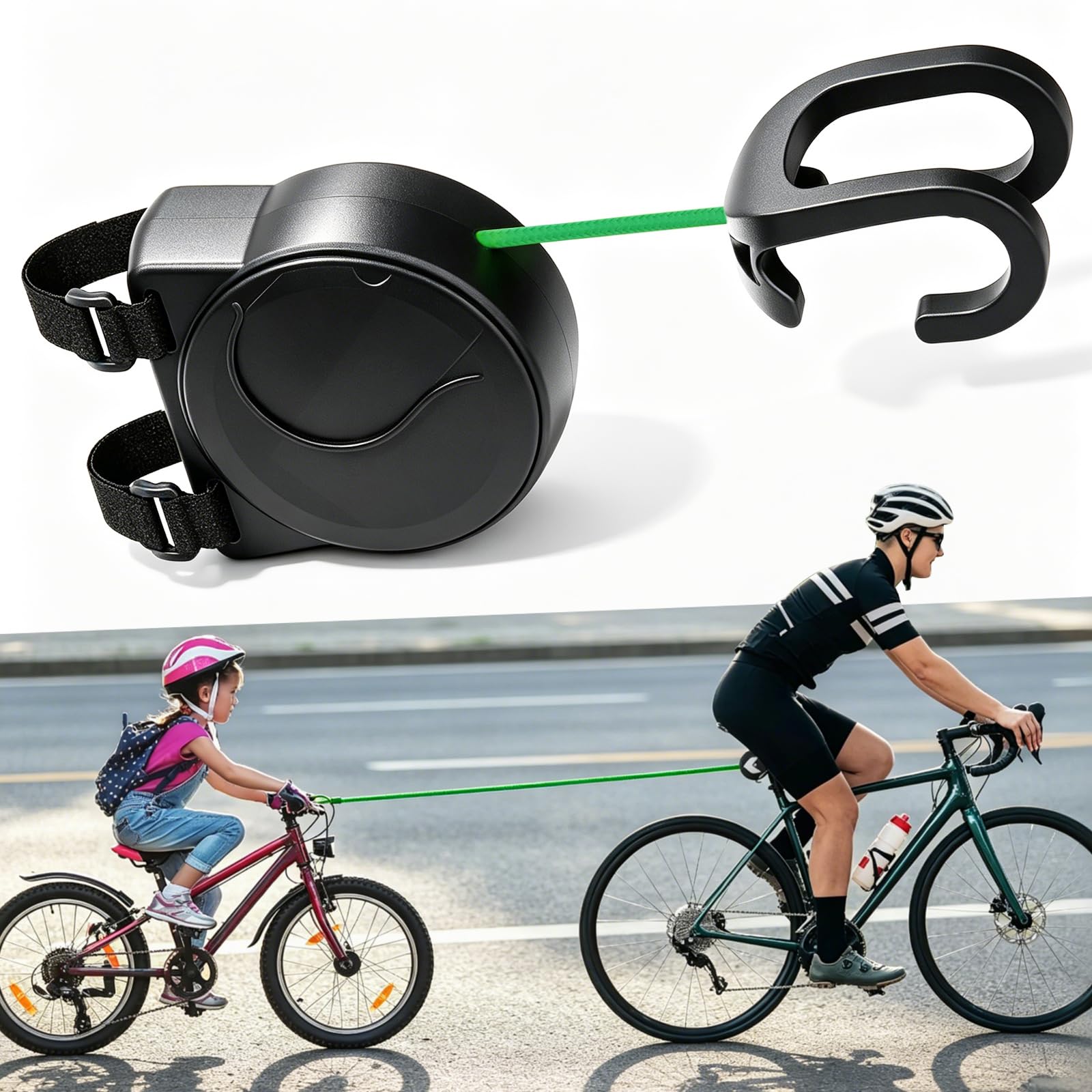 Tire Velo, 2.5m Rétractable Barre Traction Velo Enfant, Capacité de Charge 200 kg, Accessoire de vélo Adapté au vélo électrique, vélo Enfant et VTT
