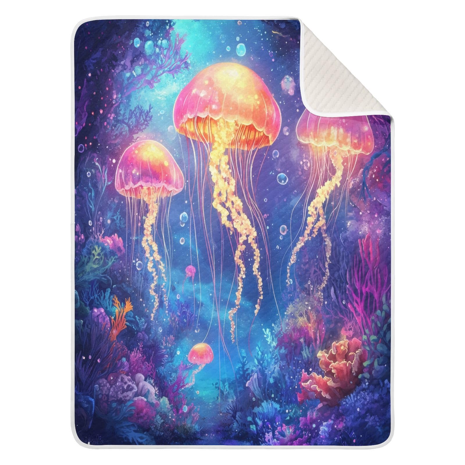 Burbuja Jellyfishes Baby Blanket for Boys Girls, Nursery Soft Warm Swaddling Receiving Baby Blankets, 30x40 in Toddler Blanket