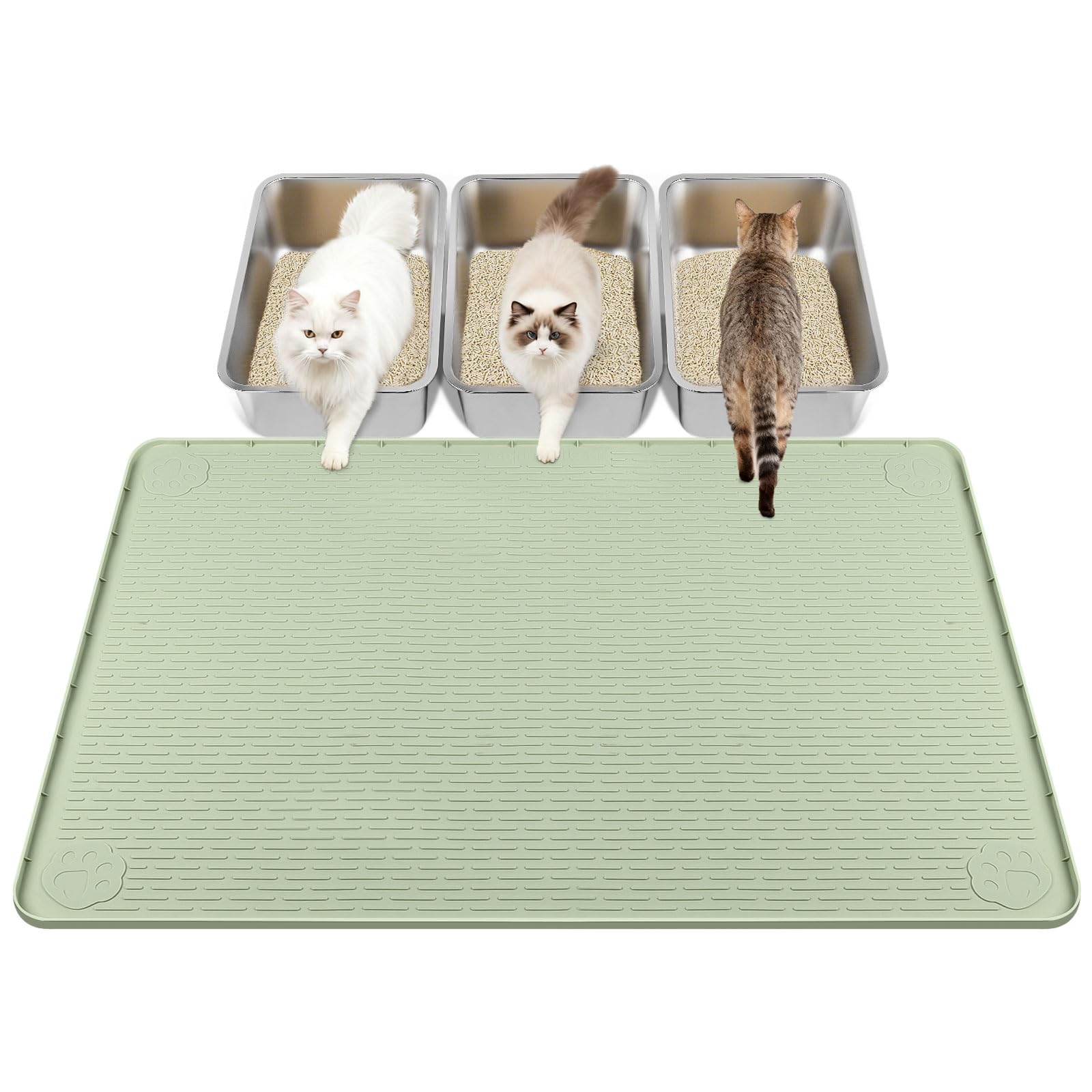 40" x 28" Pee Pad Holder, Kalolary Reusable Silicone Dog Puppy Toilet Holder Puppy Pee Pad for Dog Training Leak Proof Raised Edge Potty Tray (Green)