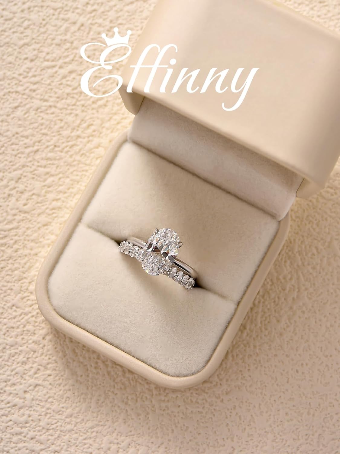 3.5ct Elongated Oval Cut Wedding Ring Set,Solitaire Engagement Ring with Oval Eternity Band,925 Sterling Silver Bridal Ring Set - Image 6