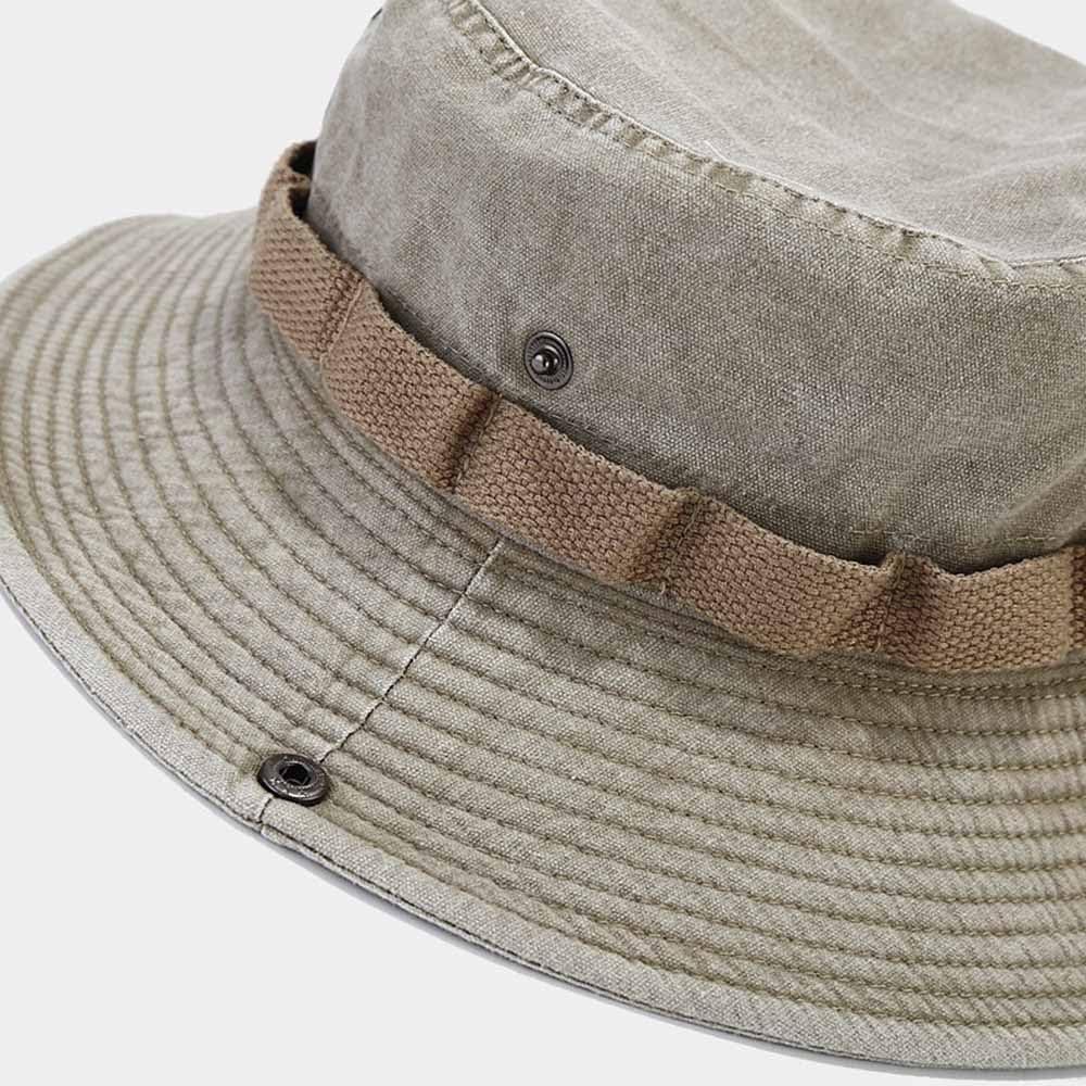 Embroidered Washed Cotton Bucket Hat, Lightweight Sun Cap for Men Women, Outdoor Travel Fishing UV Protection Fisherman Hat