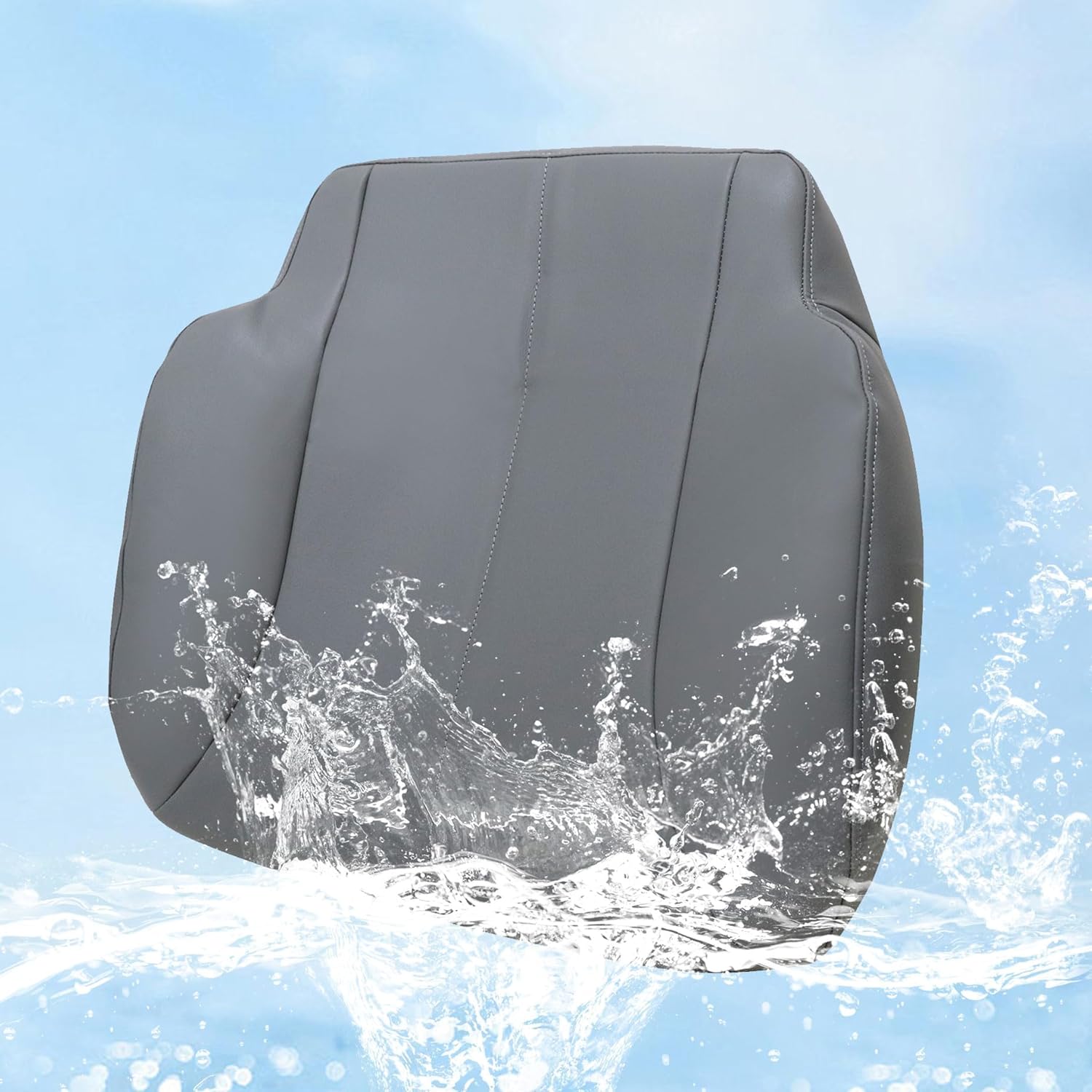 Driver Or Passenger Side Bottom Replacement Leather Seat Cover Gray Compatible with International Air Ride 2002 2003 2004 2005 2006 2007