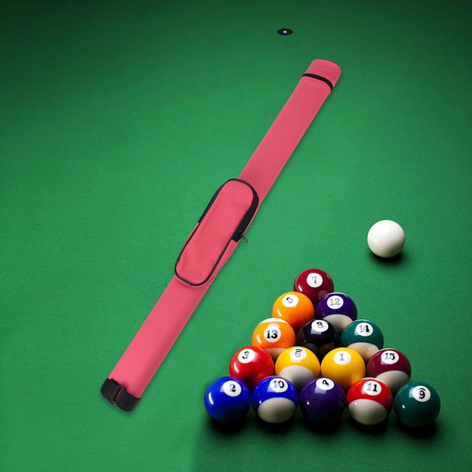 Billiard Pool Cue Carrying Case Snooker Cue Storage Pouch for 1/2 Billiard,Dustproof PU Lightweight Bag