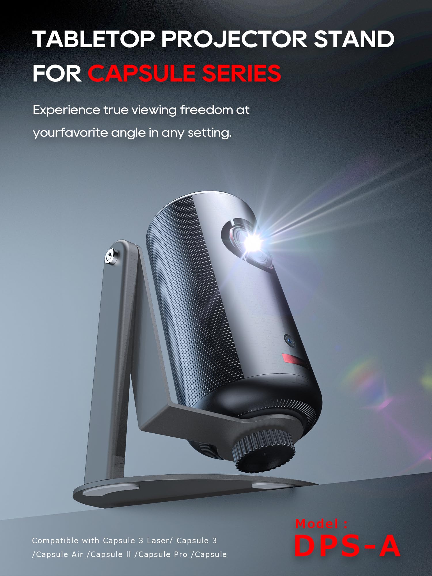 Soporte para proyector compatible con la serie Nebula Capsule (3/Air/Pro) y XGIMI Halo+, giratorio a 360°, rosca de 1/4 de pulgada - Gris