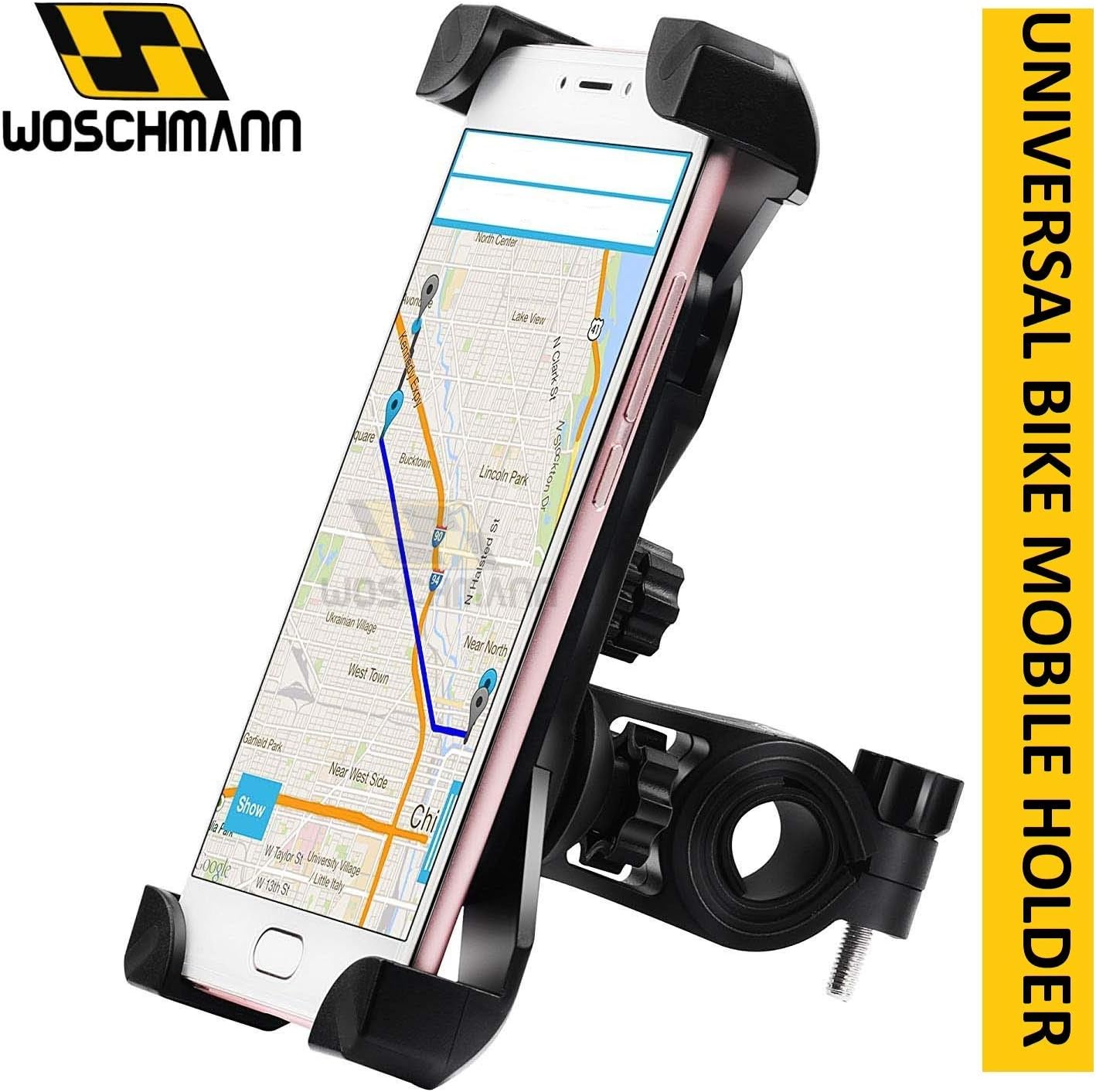 Woschmann - Universal Adjustable Mobile Phone Holder for Bicycle Motorcycle Compatible with All Smart Phones (Mix Color)
