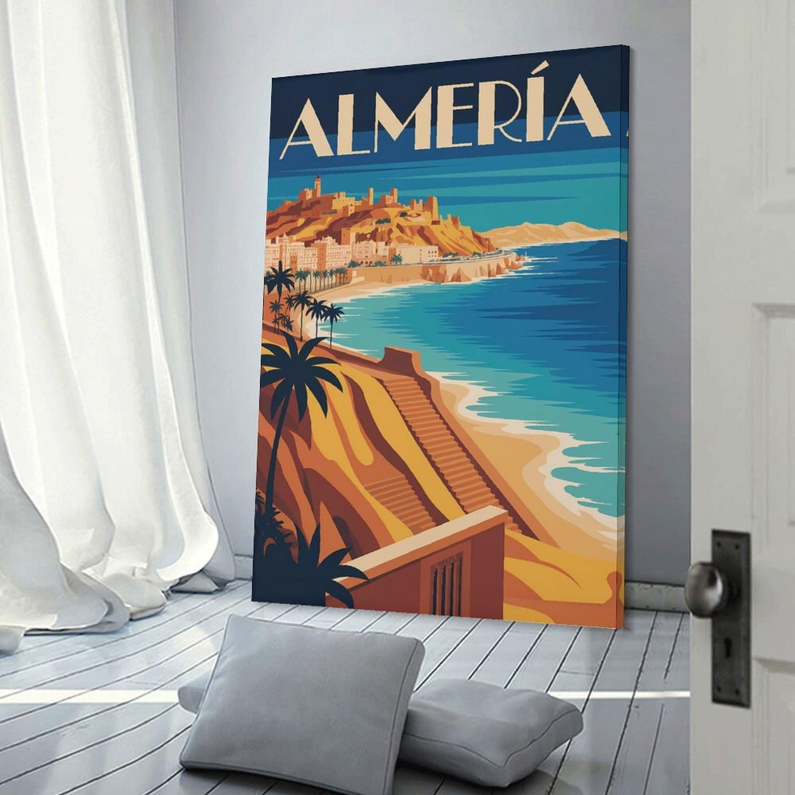 Junmoney Almería Travel (2) Canvas Art Print, 24x36inch(60x90cm), for Office Decor, Home Working Or Creative Rooms, Wall Art That Adds Style to Work Areas